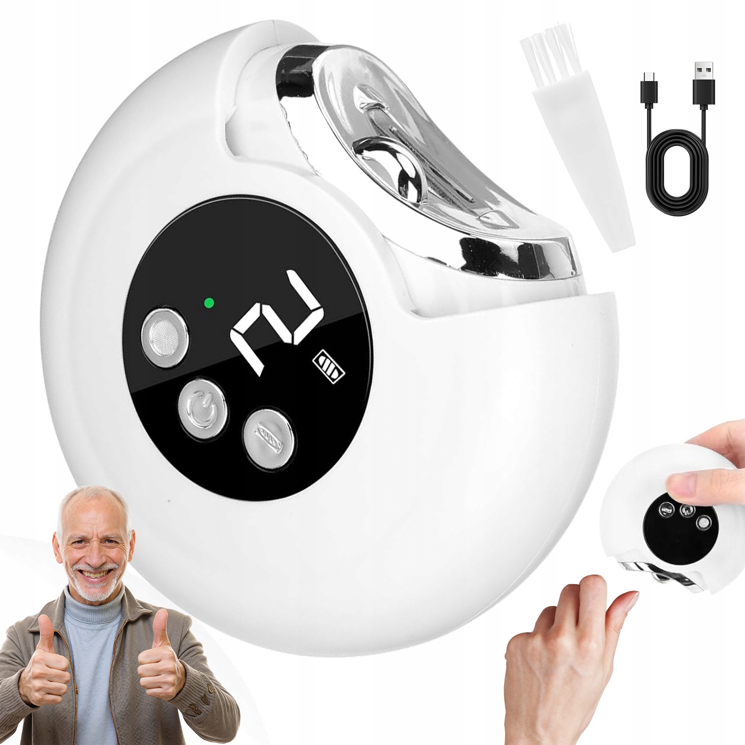 3V1 Automatický Zastřihovač Nehtů 3 Rychlosti S Led Usb, Tichý, Bílý