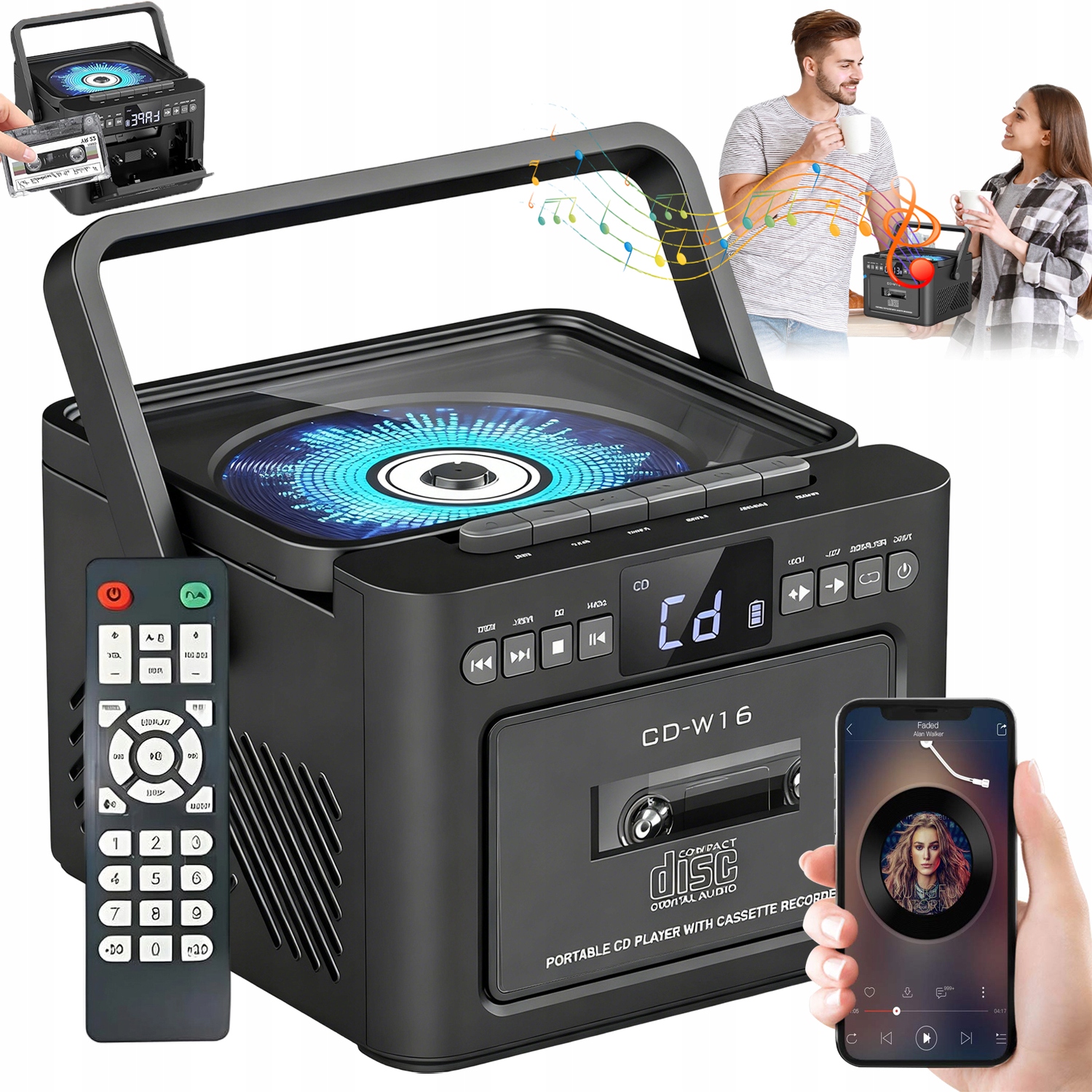 Přenosný Přehrávač CD S Hudbou Přes Bluetooth, Vysoká Kvalita Zvuku