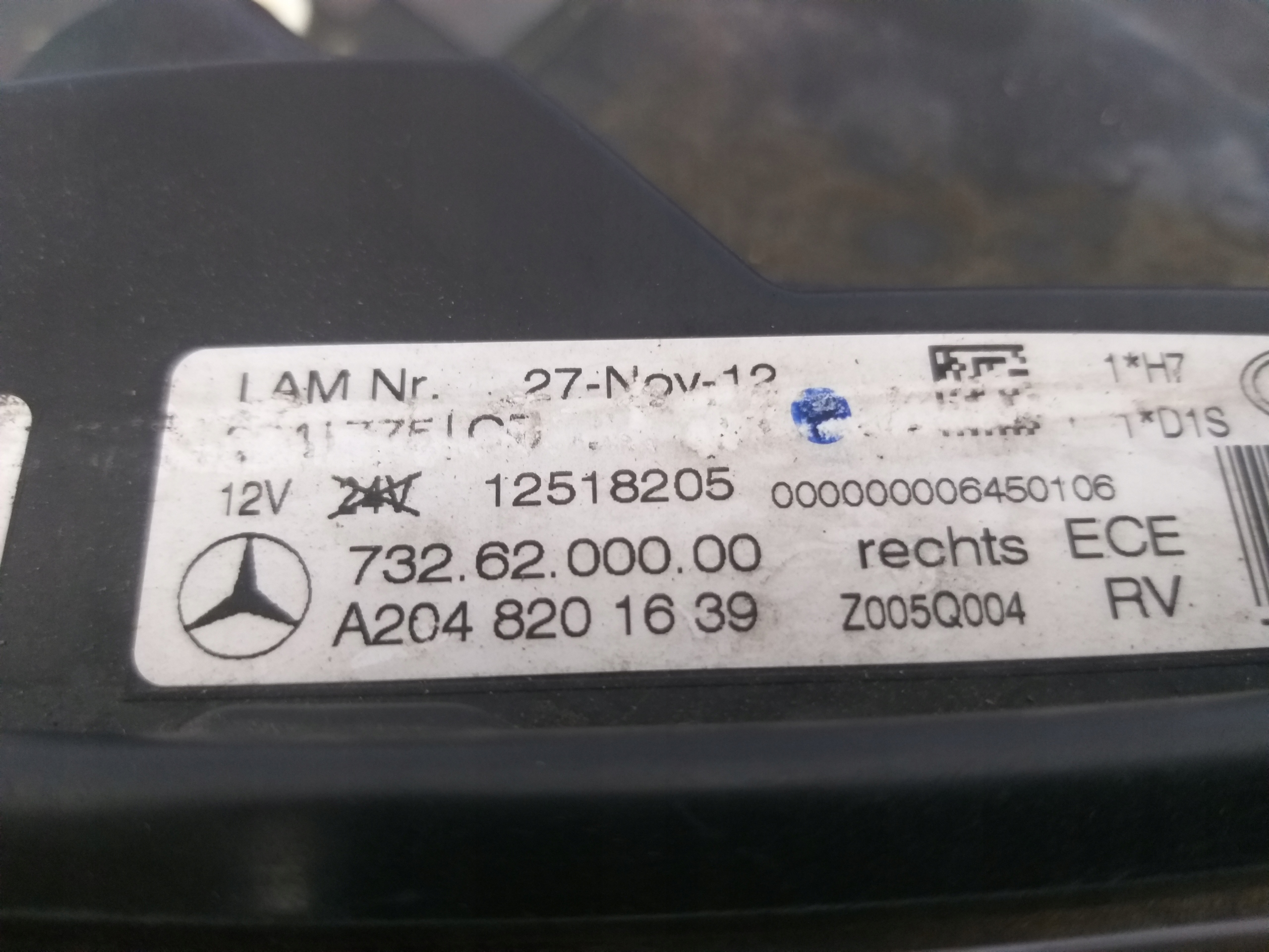 light front right MERCEDES GLK W204 LIFT XENON LED