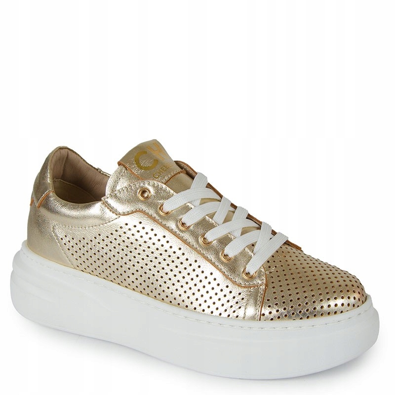 Chebello 4680 Zlaté Kožené Mokasíny Na Platformě 36