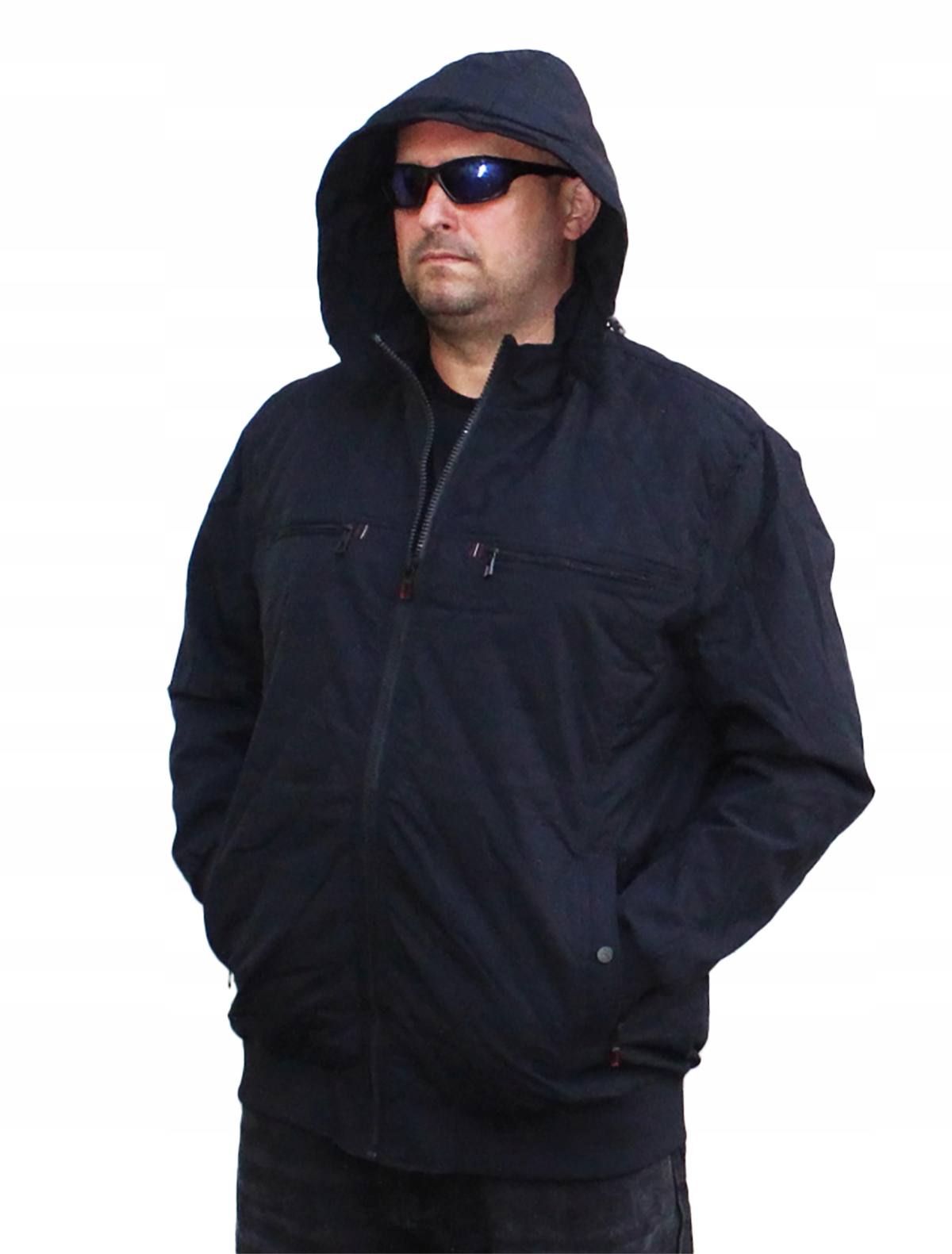 4XL Velká celoroční bunda Švédská Kapuce Harrington Námořnická Modrá XXXXL