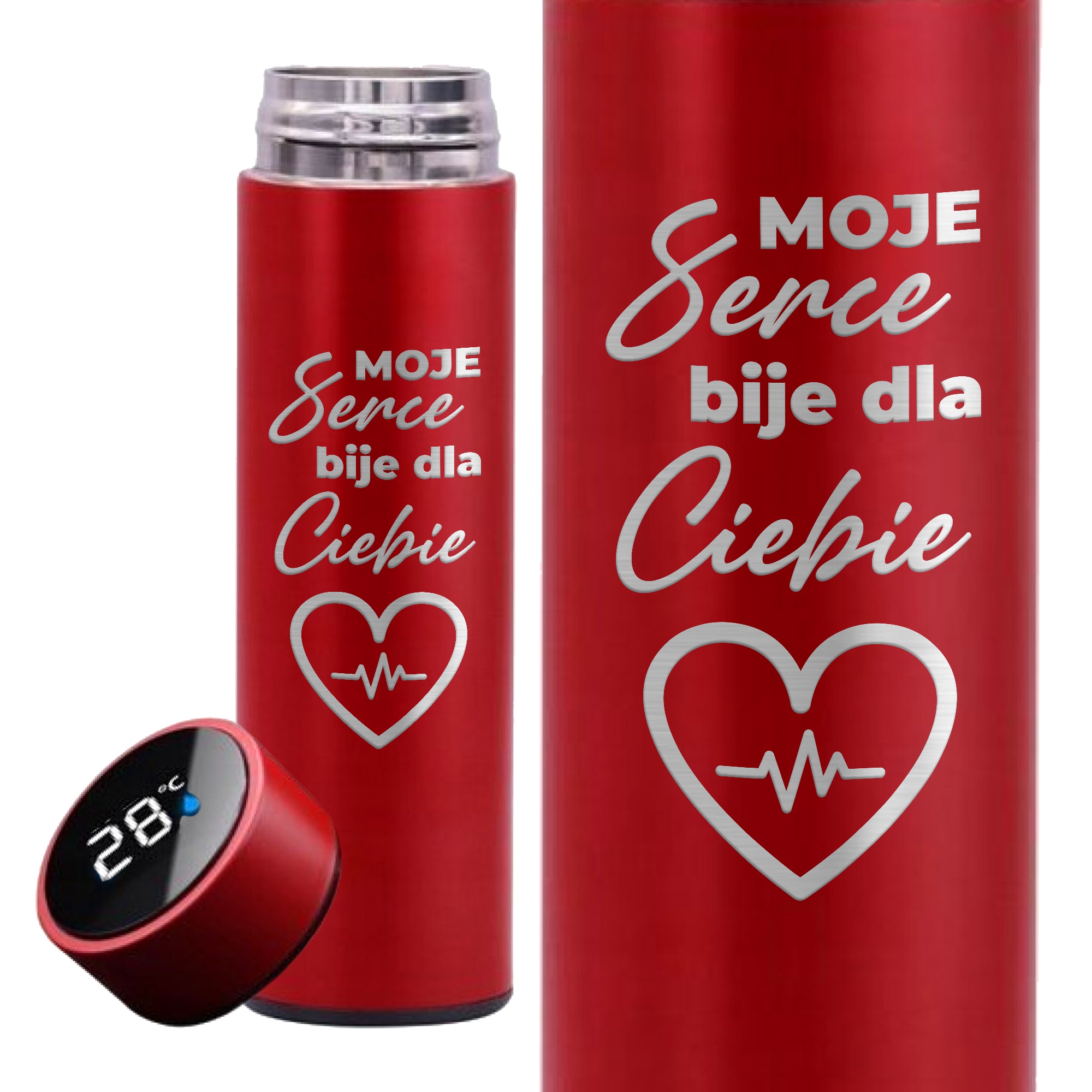 Kubek Termiczny Czerwony Na Rocznicę Moje Serce Bije Dla Ciebie