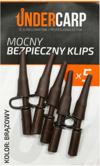 UnderCarp Mocny Bezpieczny Klips Brązowy 5szt