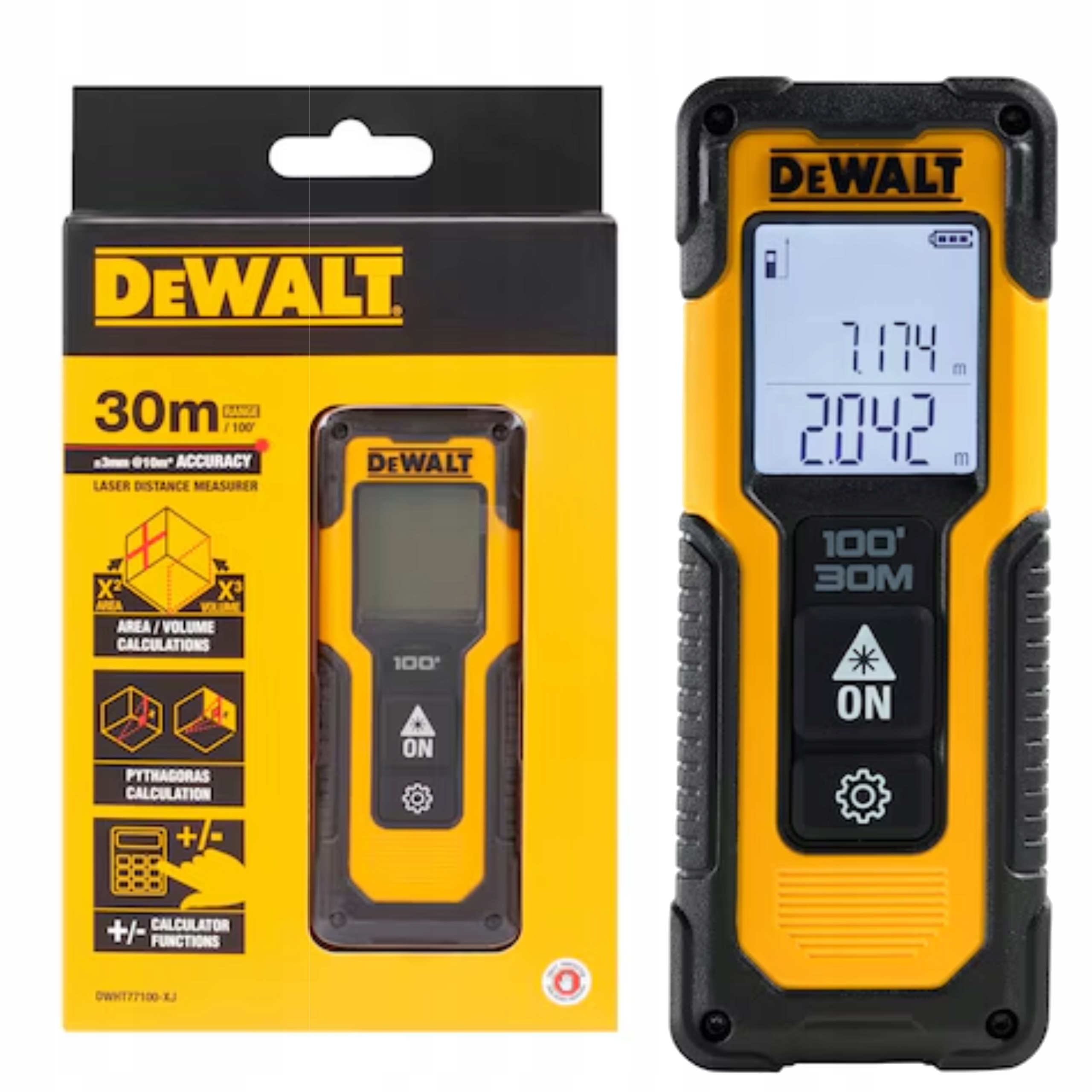 DeWalt Laserový dálkoměr Měřič vzdálenosti Laserová odměrka 30 m DWHT77100