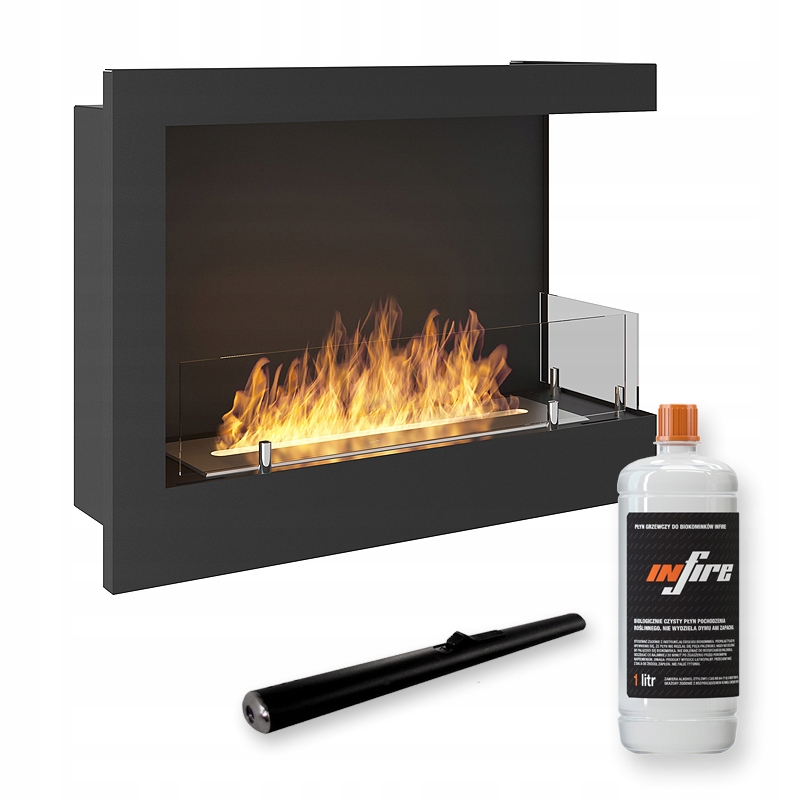 Biokrb na zabudovanie rohový pravý 60 cm Corner R 600 s sklami Simplefire