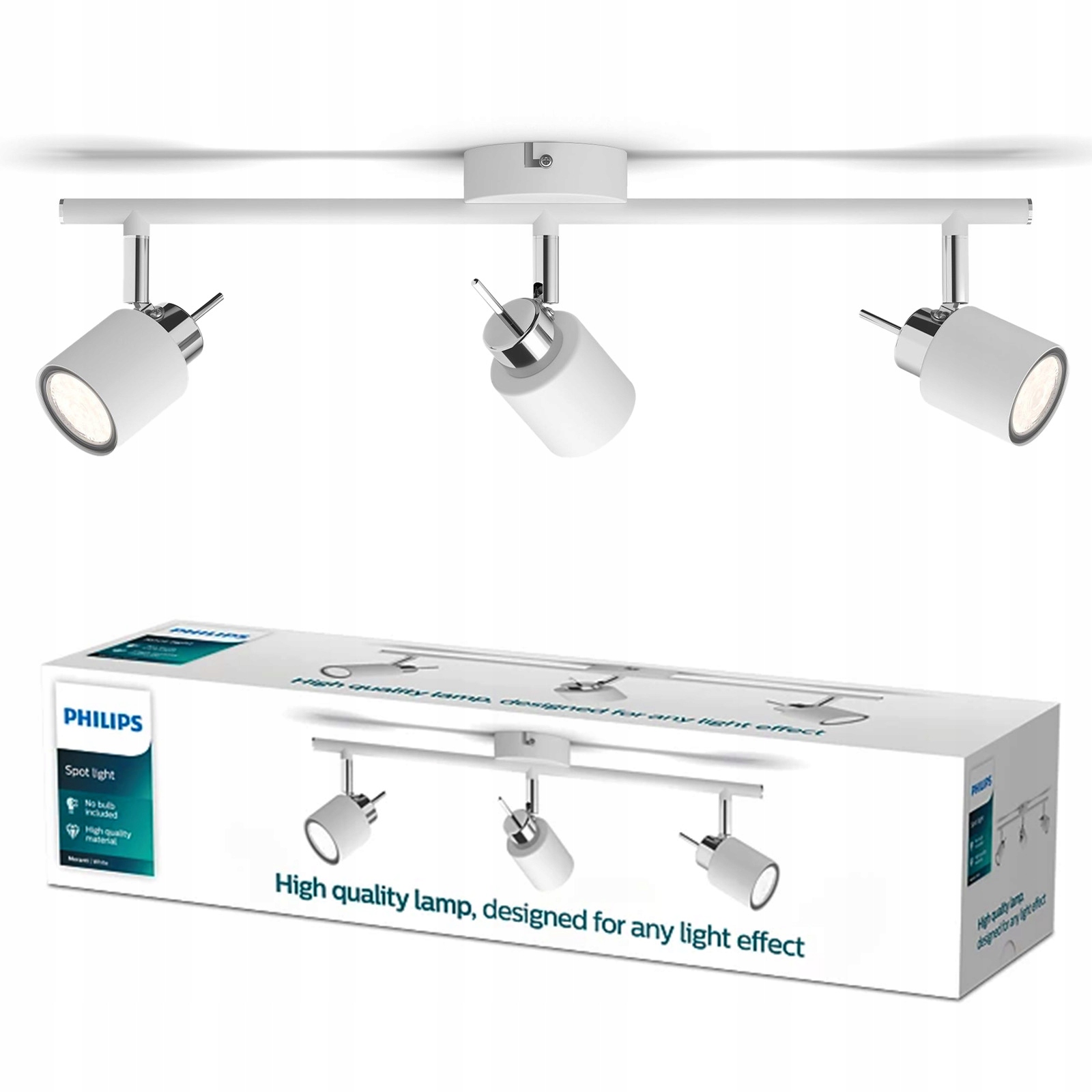 Stropní Svítidlo Reflektor Nástěnný 3x GU10 Bílá Meranti Philips