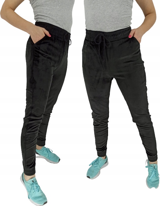 

Spodnie welurowe Czarny kieszenie Welur 3XL/4XL