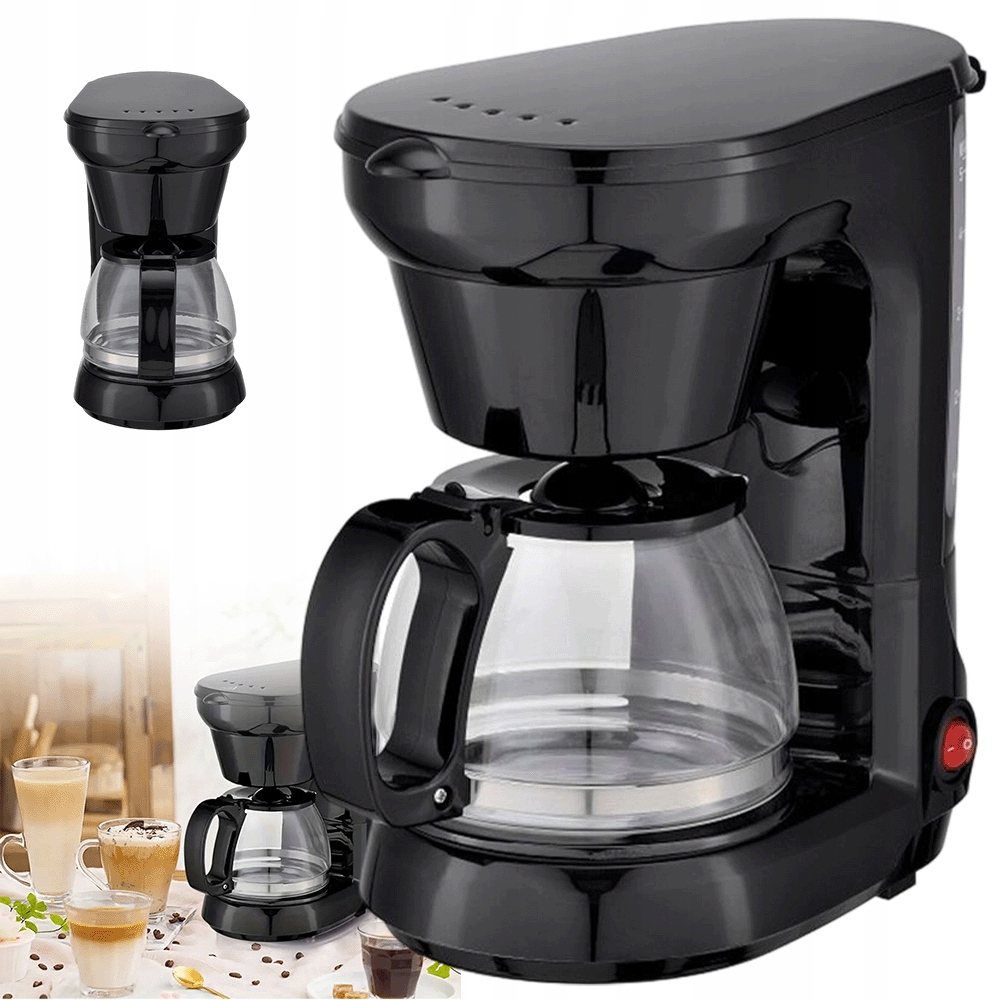 Skleněný Kávovar 750 ML S Nálevkou Ve Tvaru V Černé Barvě