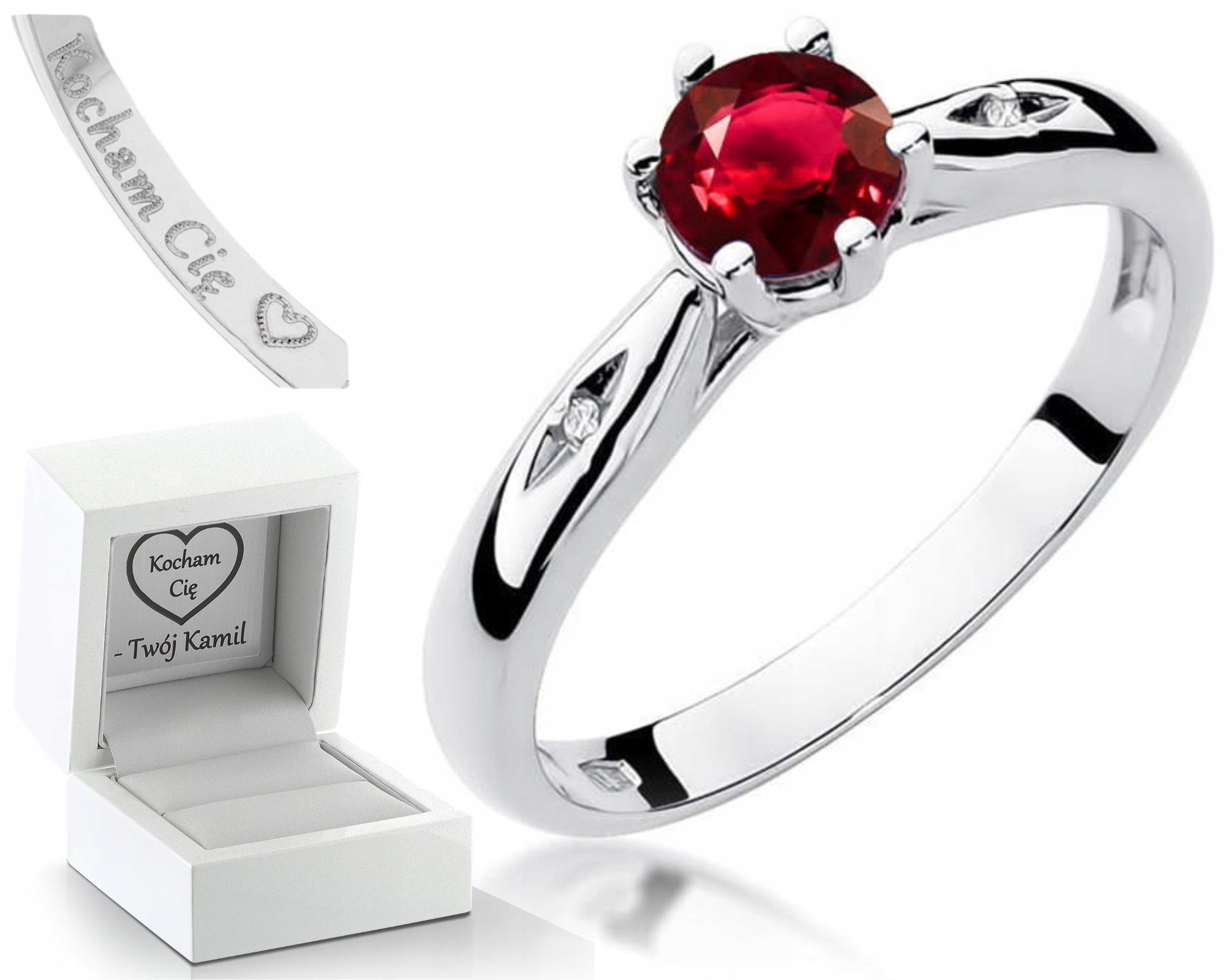 Prstýnek S Rubínem A Brilianty Gravírování 585
