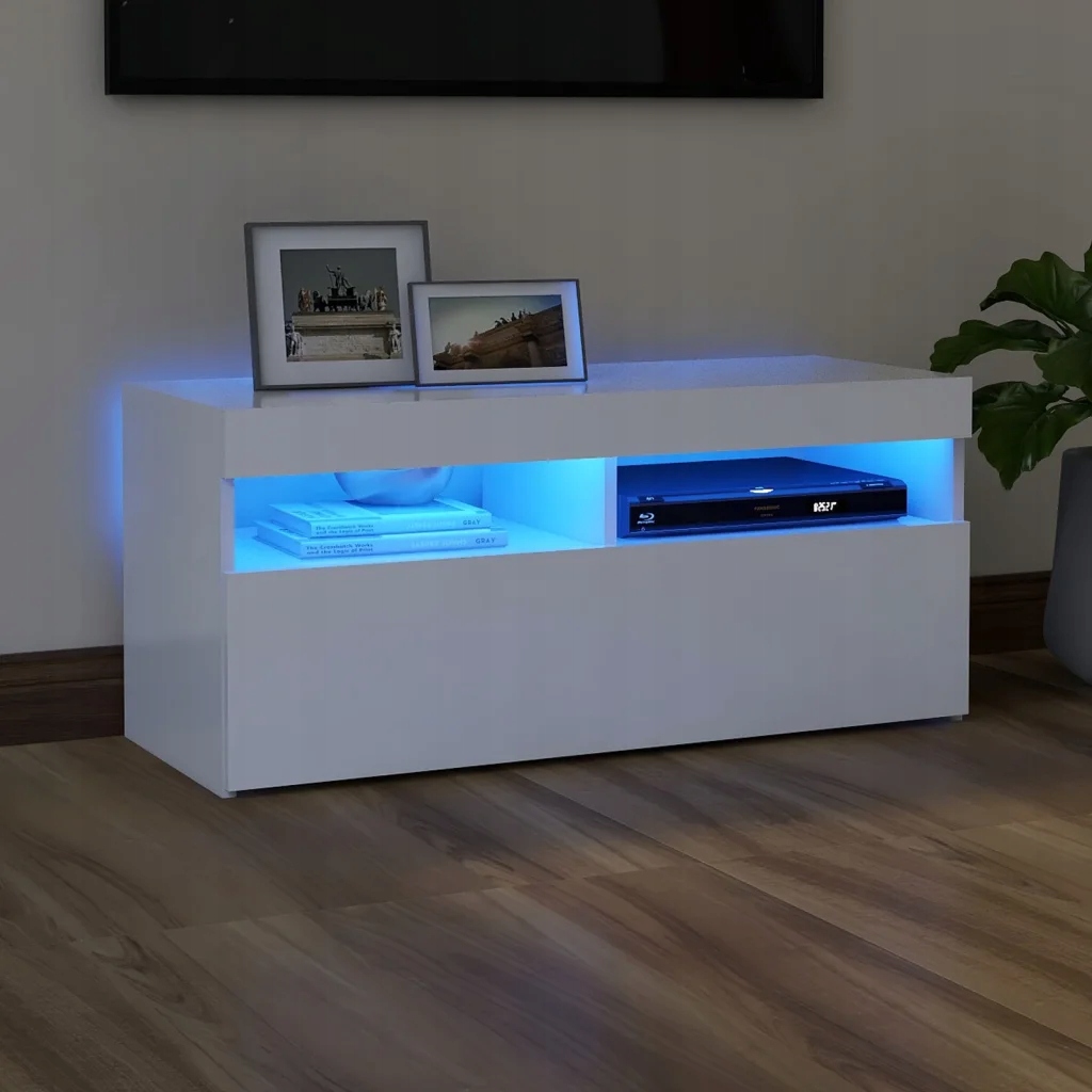 Petrashop Tv skříňka s Led osvětlením bílá 90 x 35 x 40 cm Bílá 804382