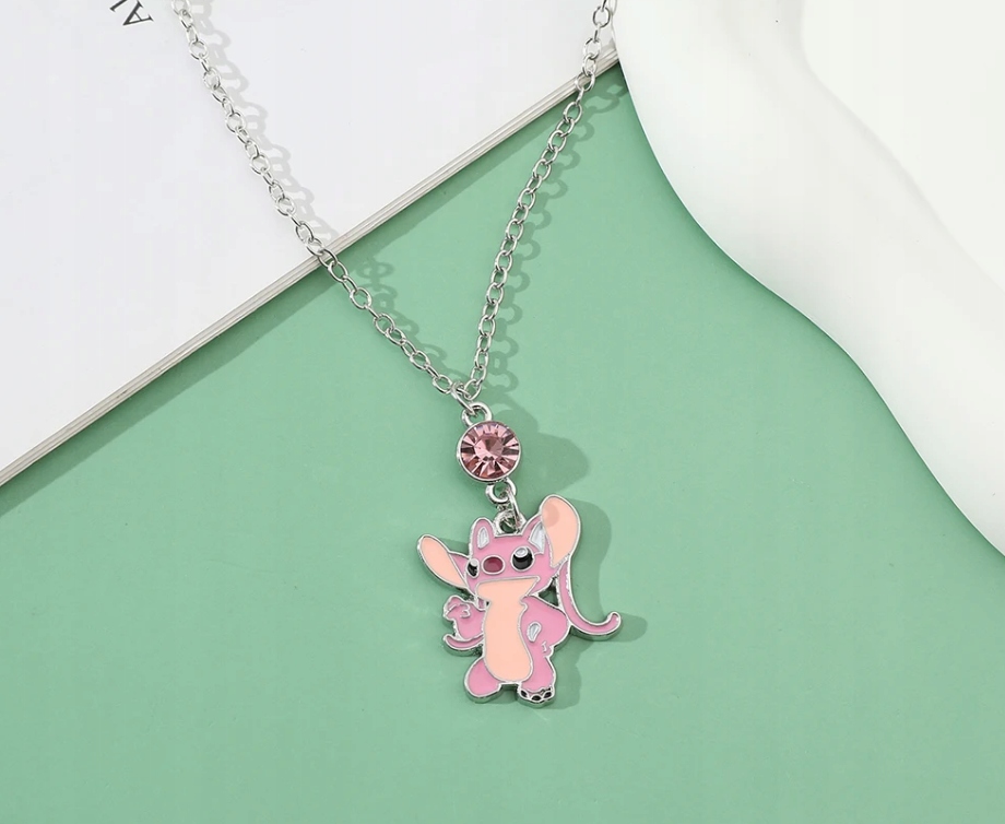 Wisiorek Łańcuszek Stitch Disney Lilo & Stitch Różowy Cyrkonia