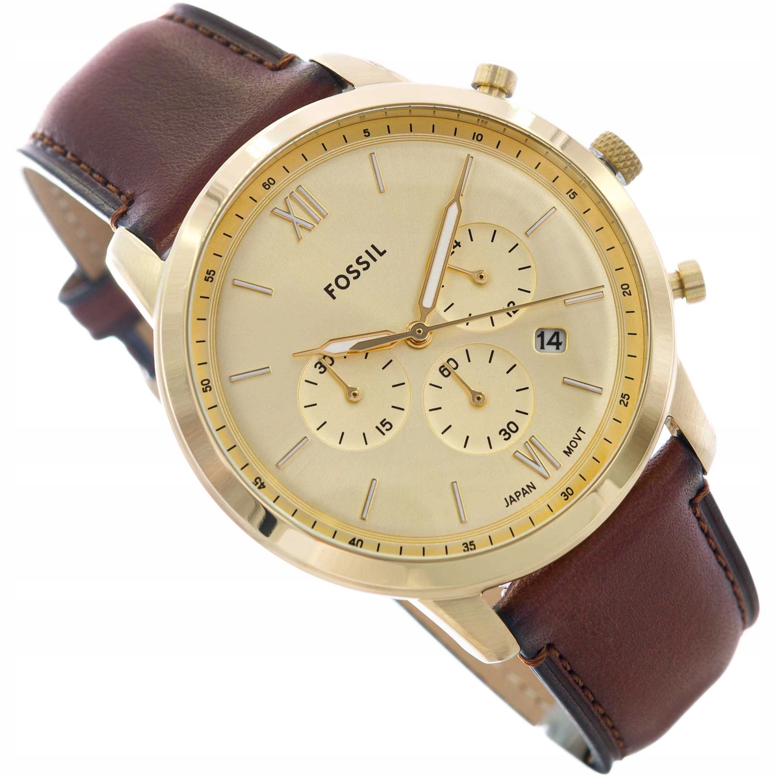 Pánské Hodinky Fossil FS6113 Neutra Chronograf Kožený Řemínek Elegantní