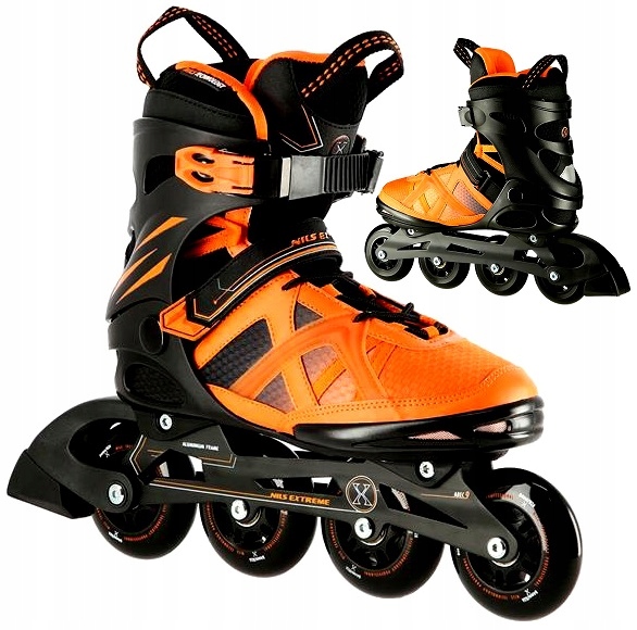 Łyżworolki Rolki Rekreacyjne Pomarańczowe Kółka Kauczuk ABEC-9 84MM R. 41