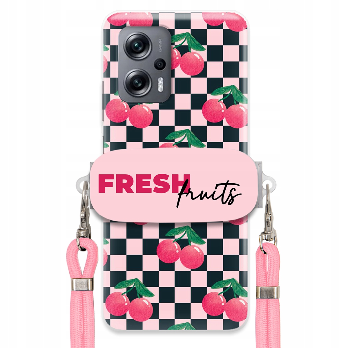 Puzdro pre Xiaomi Redmi Note 11T Pro Ružové vodítko držiak Fresh Fruits Módne