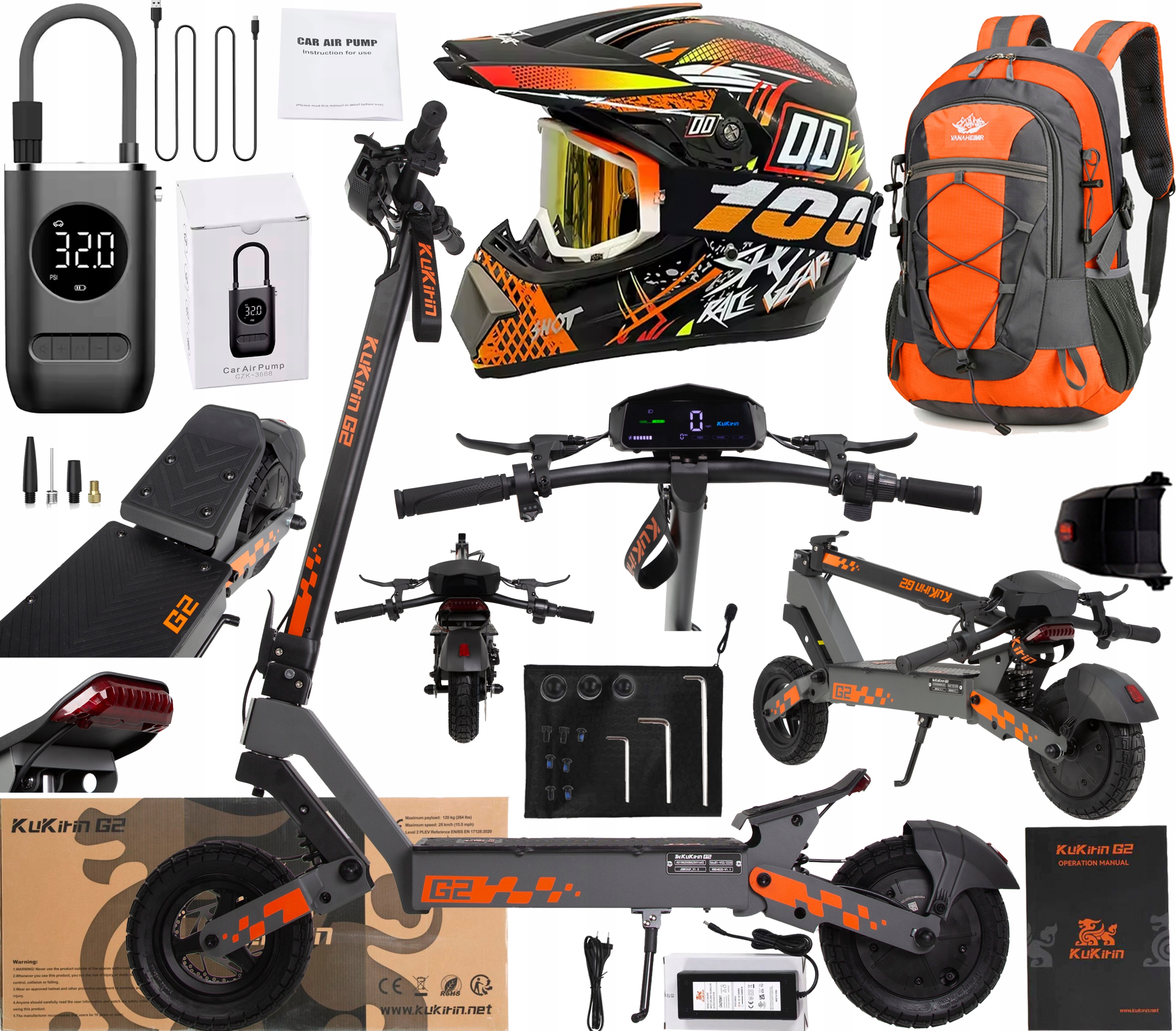 KuKirin G2 Składany 800W 48V 15Ah 45KM/H 55KM 10" Terenowy +Prezent Pl