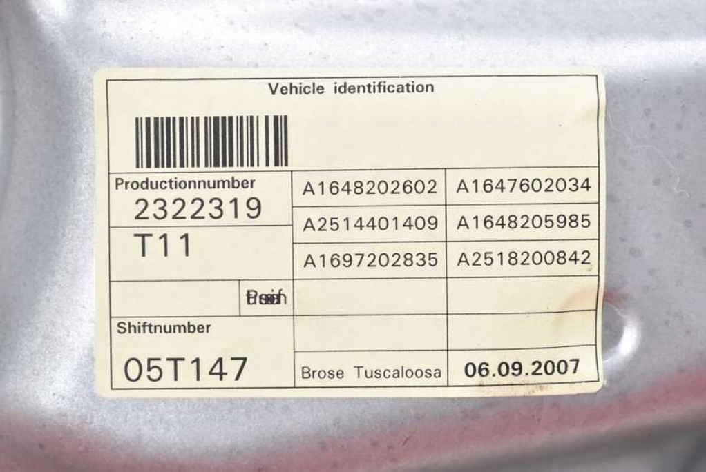 window regulator right front EU A2518200842 MERCEDES ML W164 05-08