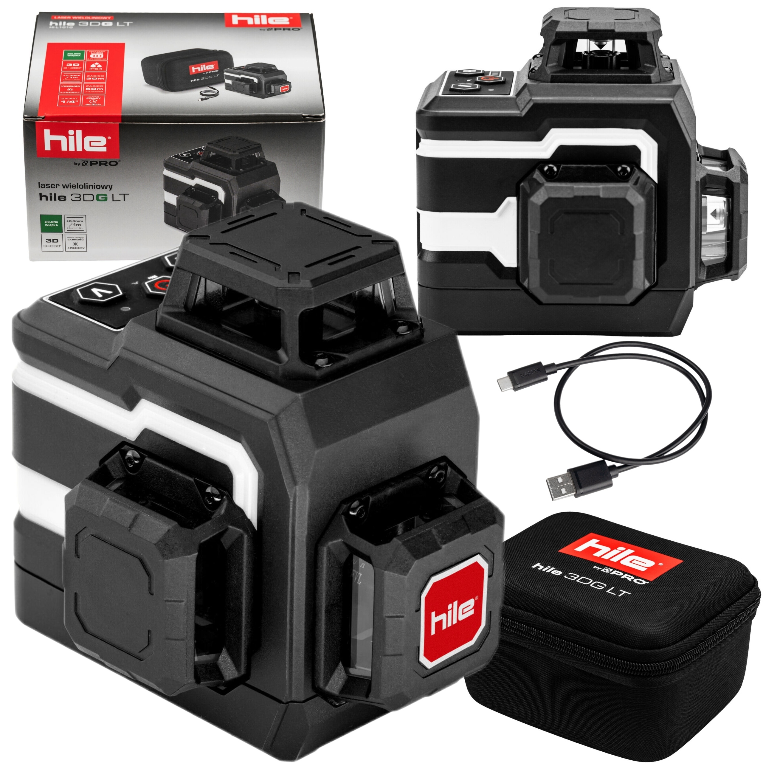 Laser Víceřádkový Zelený Do 30 M Regulace Jasu HI-L1010 Hile 3DG Lt