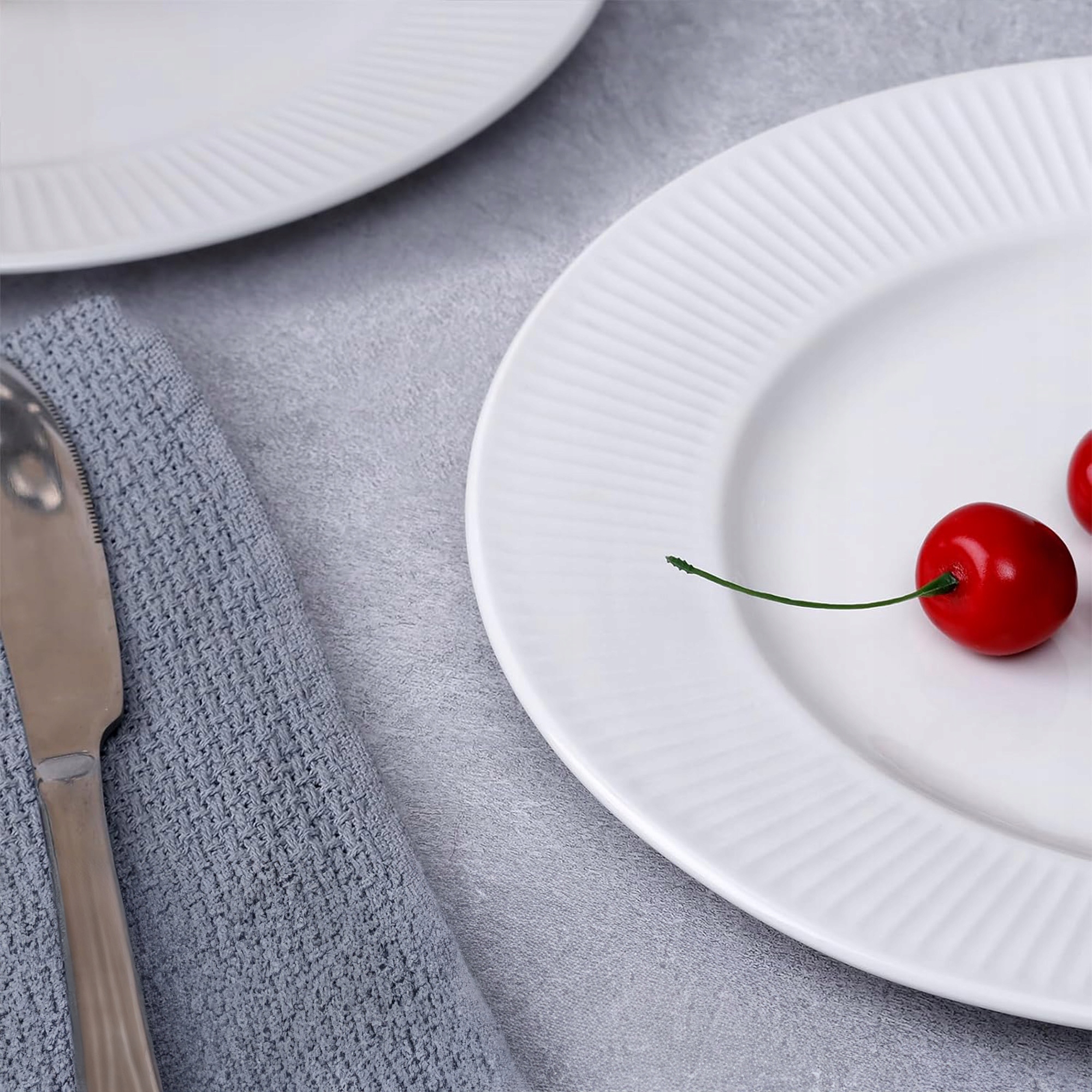 TALERZ GŁĘBOKI DO ZUPY 24 CM BIAŁY TŁOCZONY BRZEG OBIADOWY KARBOWANY OPAL