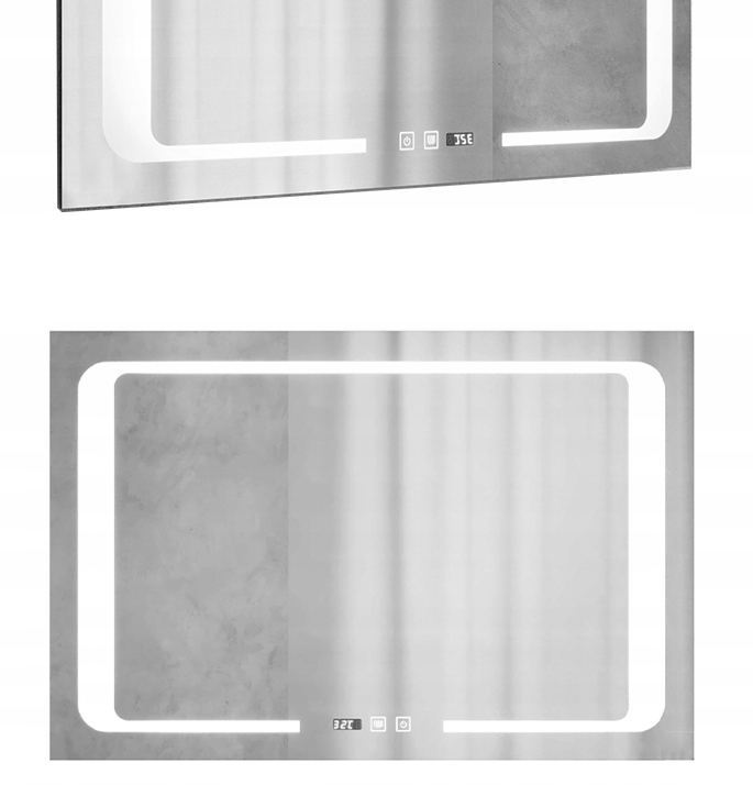 Obdĺžnikové podsvietené zrkadlo Minor energeticky úsporné Led 90x60 Chróm