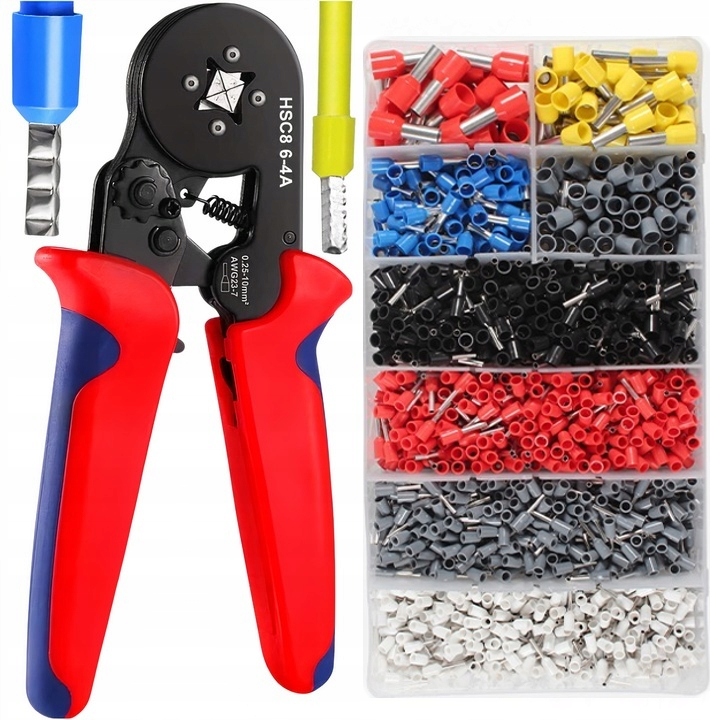 ZACISKARKA PRASKA DO KONEKTORÓW KABLI PRZEWODÓW 1800 SZT TULEJEK 0.25-10mm² Waga produktu z opakowaniem jednostkowym 0.2 kg