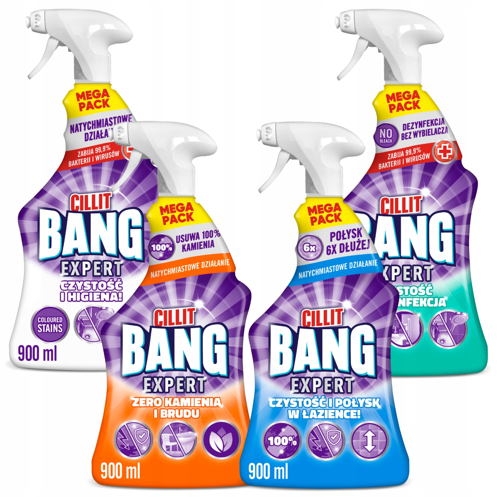 Levně Cillit Bang Sada Čisticích Prostředků Do Koupelny A Kuchyně MIX 4X 900ML