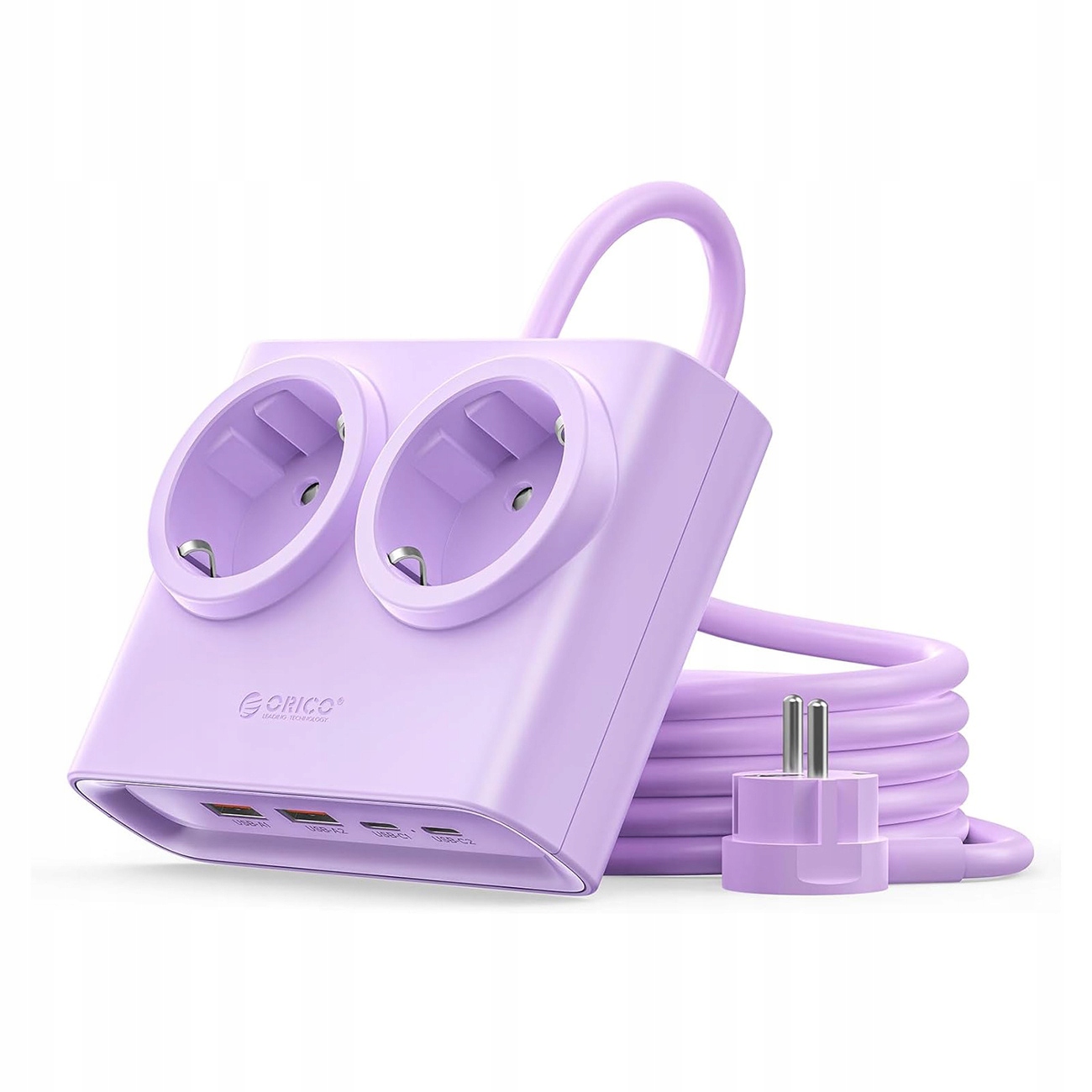 Listwa zasilająca Orico PDC25 25W 6w1 2x Ac 2x Usb- A 2x Usb- C fioletowa