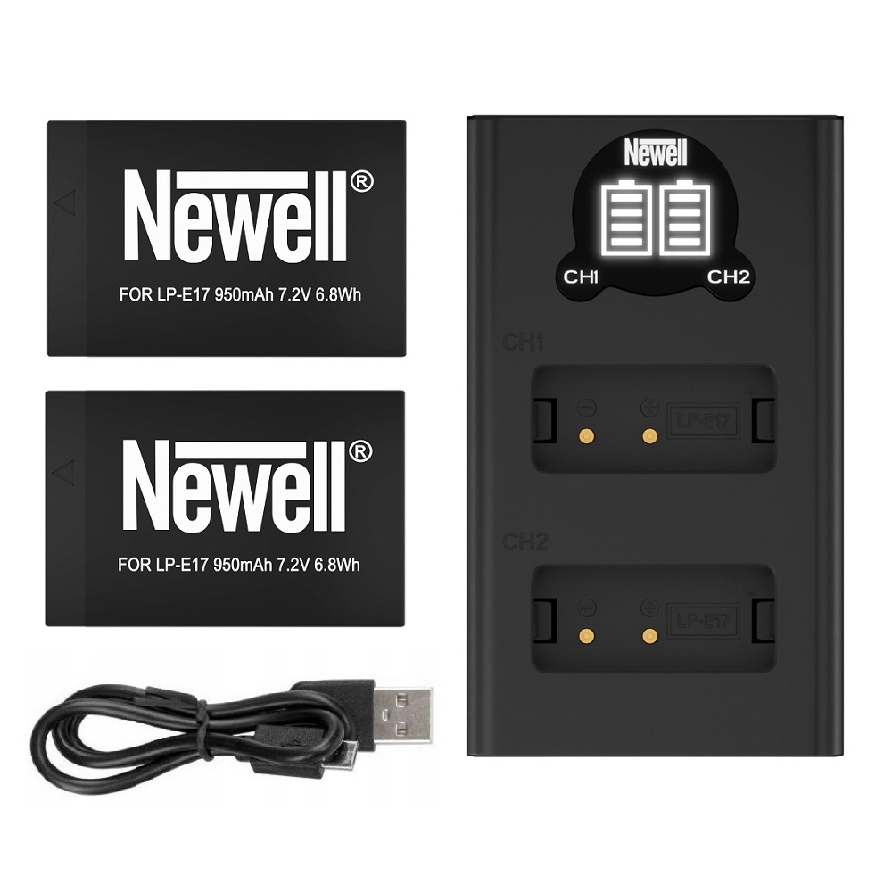 Ładowarka Dwukanałowa Newell + 2x Bateria Akumulator LP-E17 do Canon +Kabel