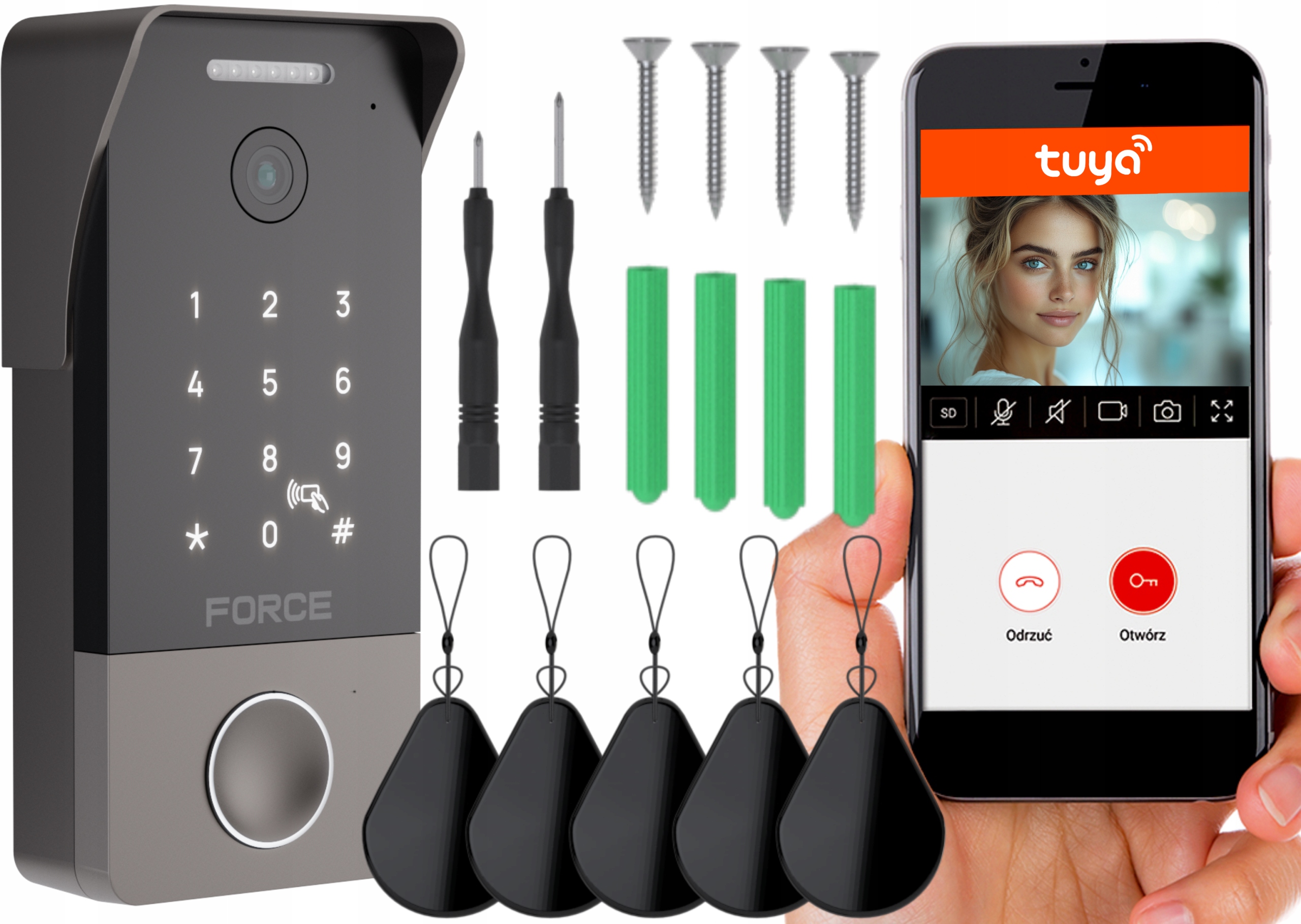 Force Bránová stanica Fhd 1080P Rfid klávesnica 2 žily GS-1080P-RK-2W V2