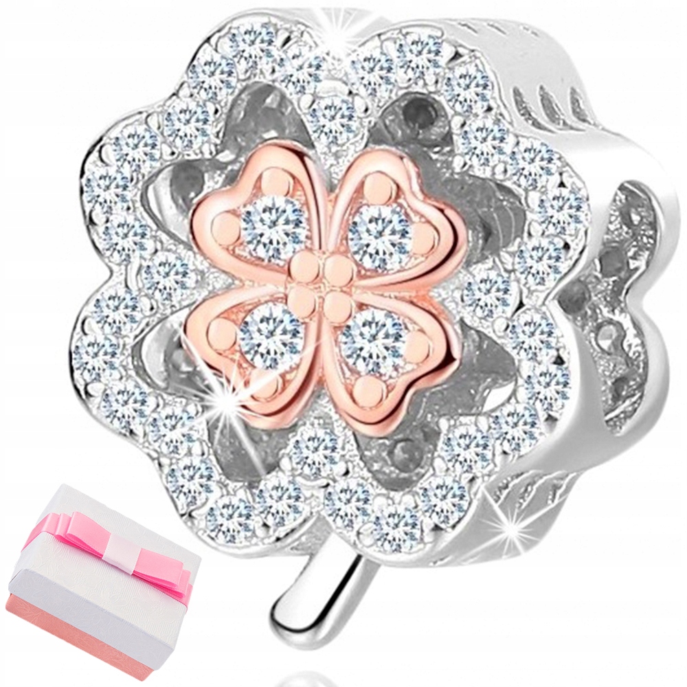 

Srebrny Charms Zawieszka Koniczynka Beads Koralik