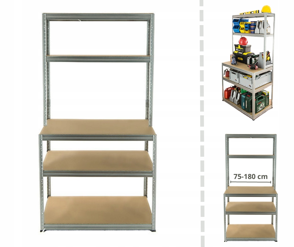 Kovový pracovný stôl, pracovný regál, pracovný stôl, garáž 196x120x60