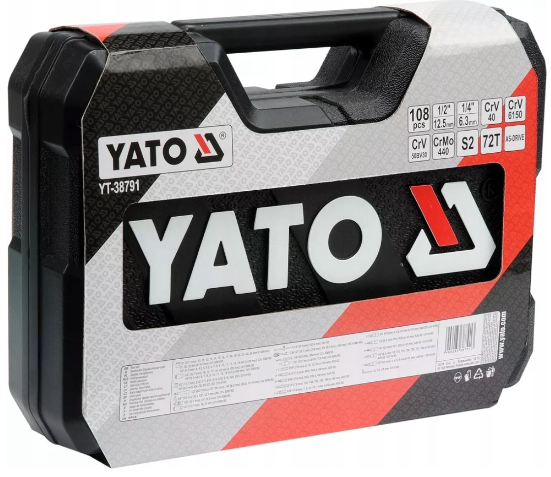 Zestaw narzędziowy grzechotki 108 części Yato YT-38791 XXL Kod producenta YT-38791