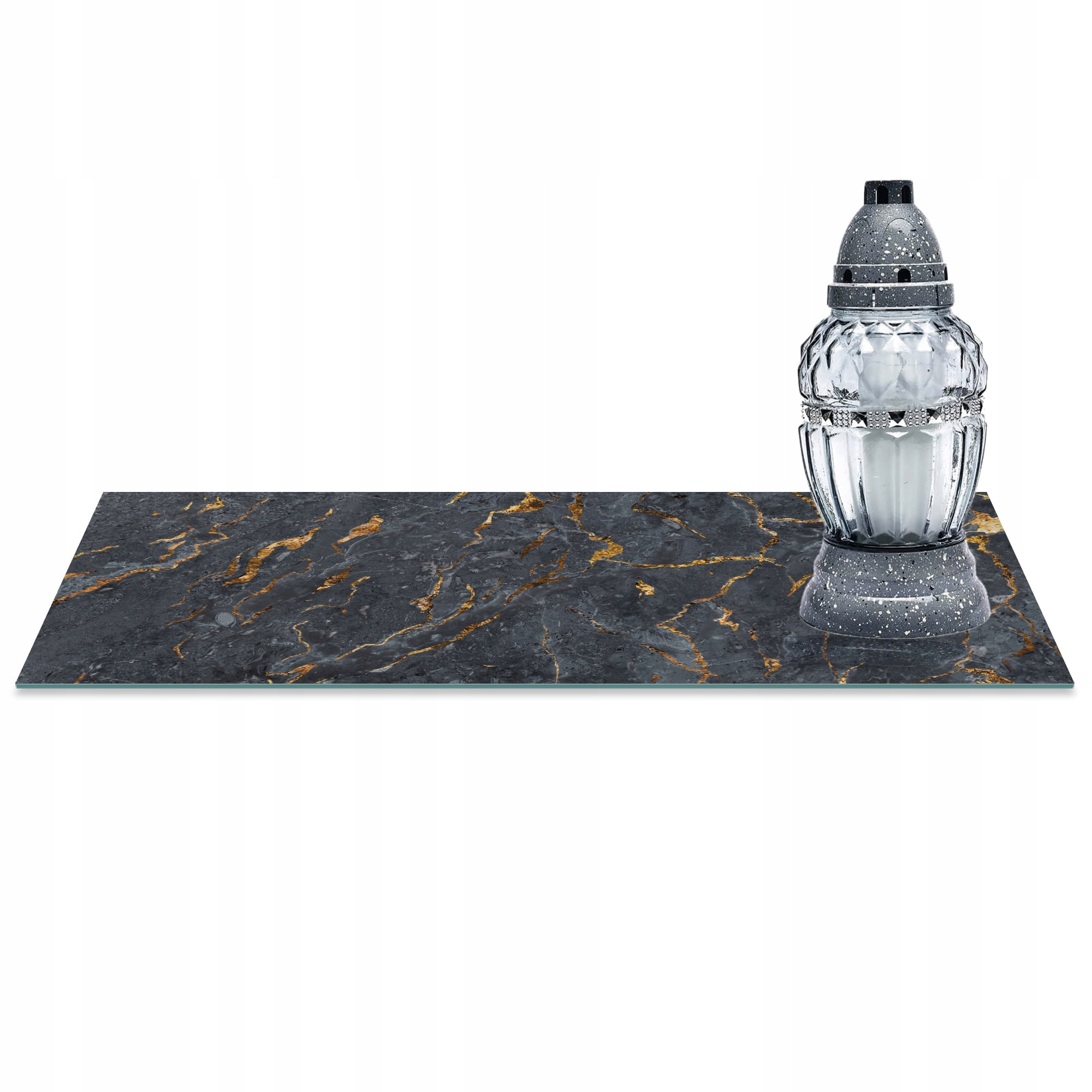 

Szklana Podstawka Pod Znicze 60x20cm Marmur 378c