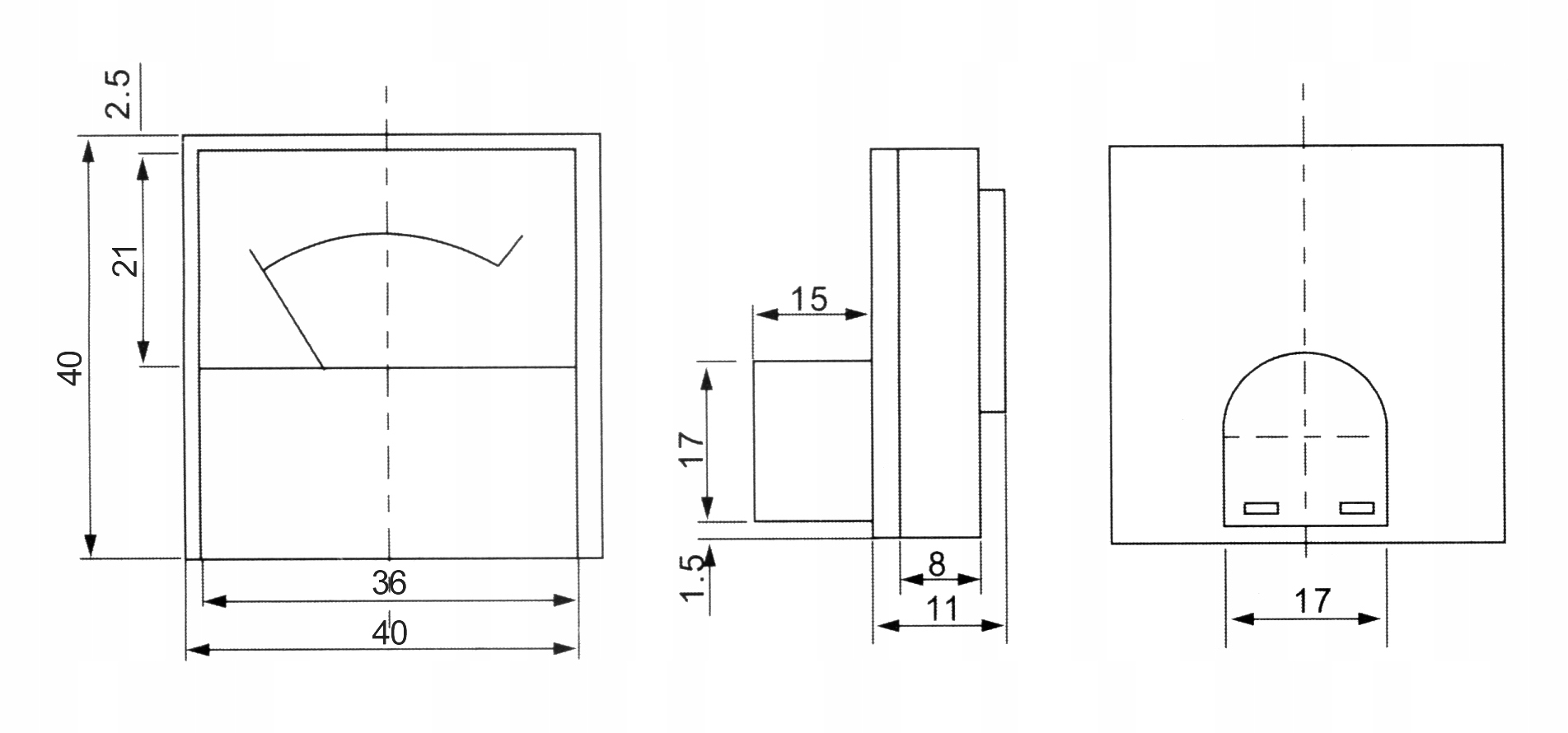 Miernik analogowy amperomierz 1A MINI kwadrat Kod producenta 51-501#