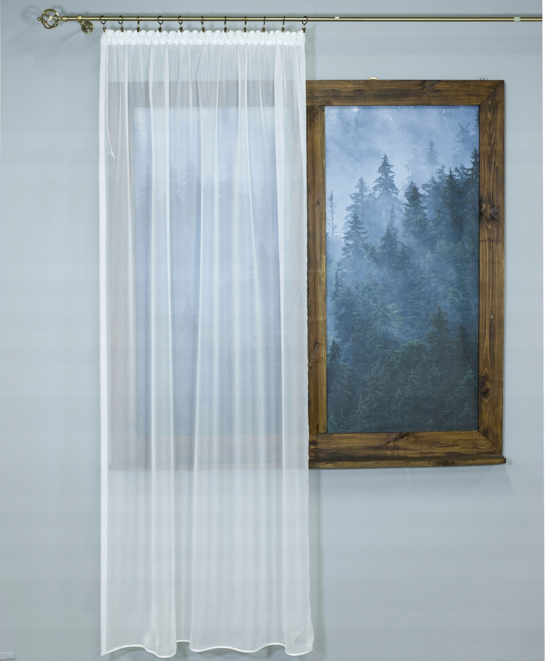 BIAŁA FIRANA GOTOWA NA TAŚMIE ŻABKI WOAL 145x260 Szerokość produktu 145 cm