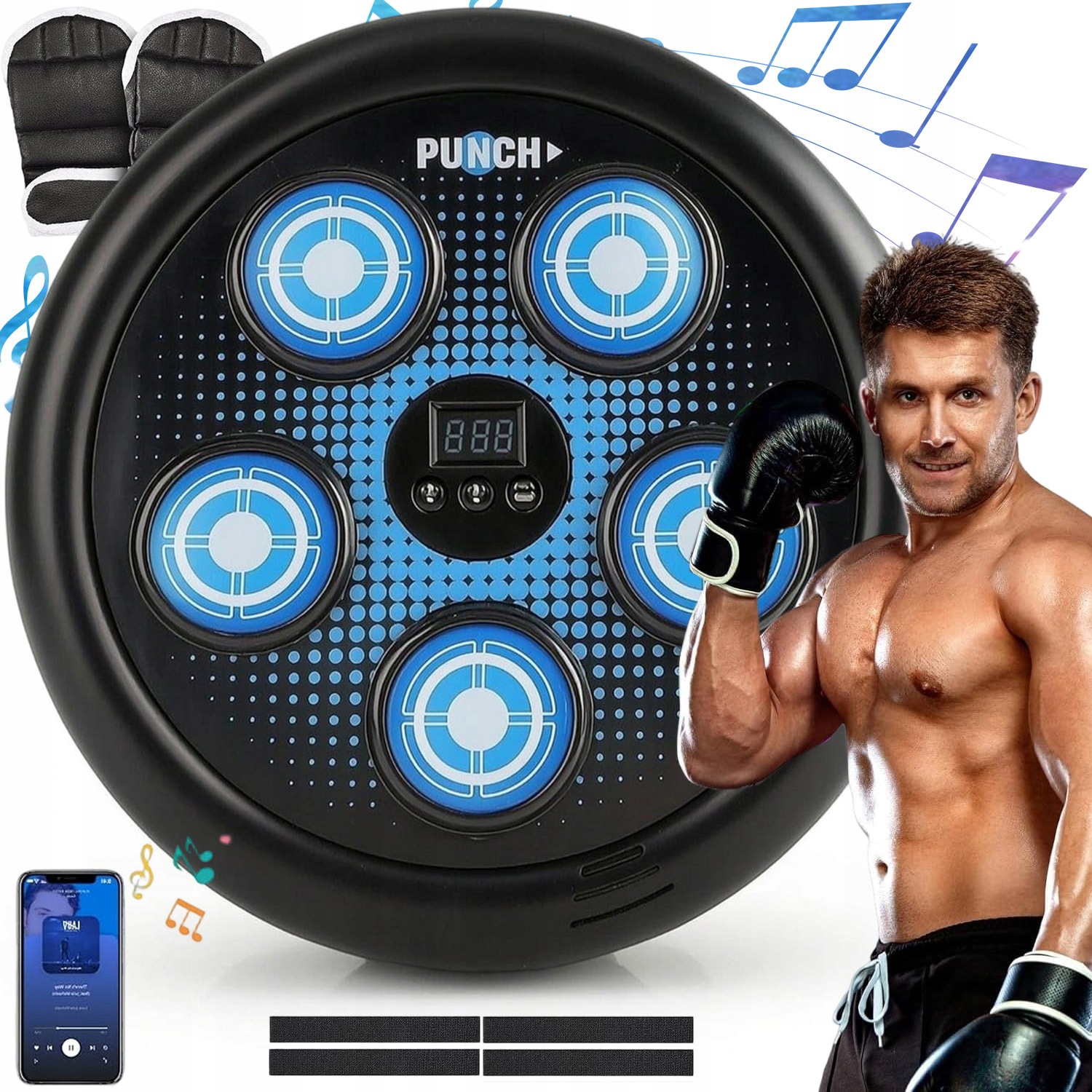 Music Boxing Machine Boxovací Trenažér S Bluetooth A Rukavicemi, Sada