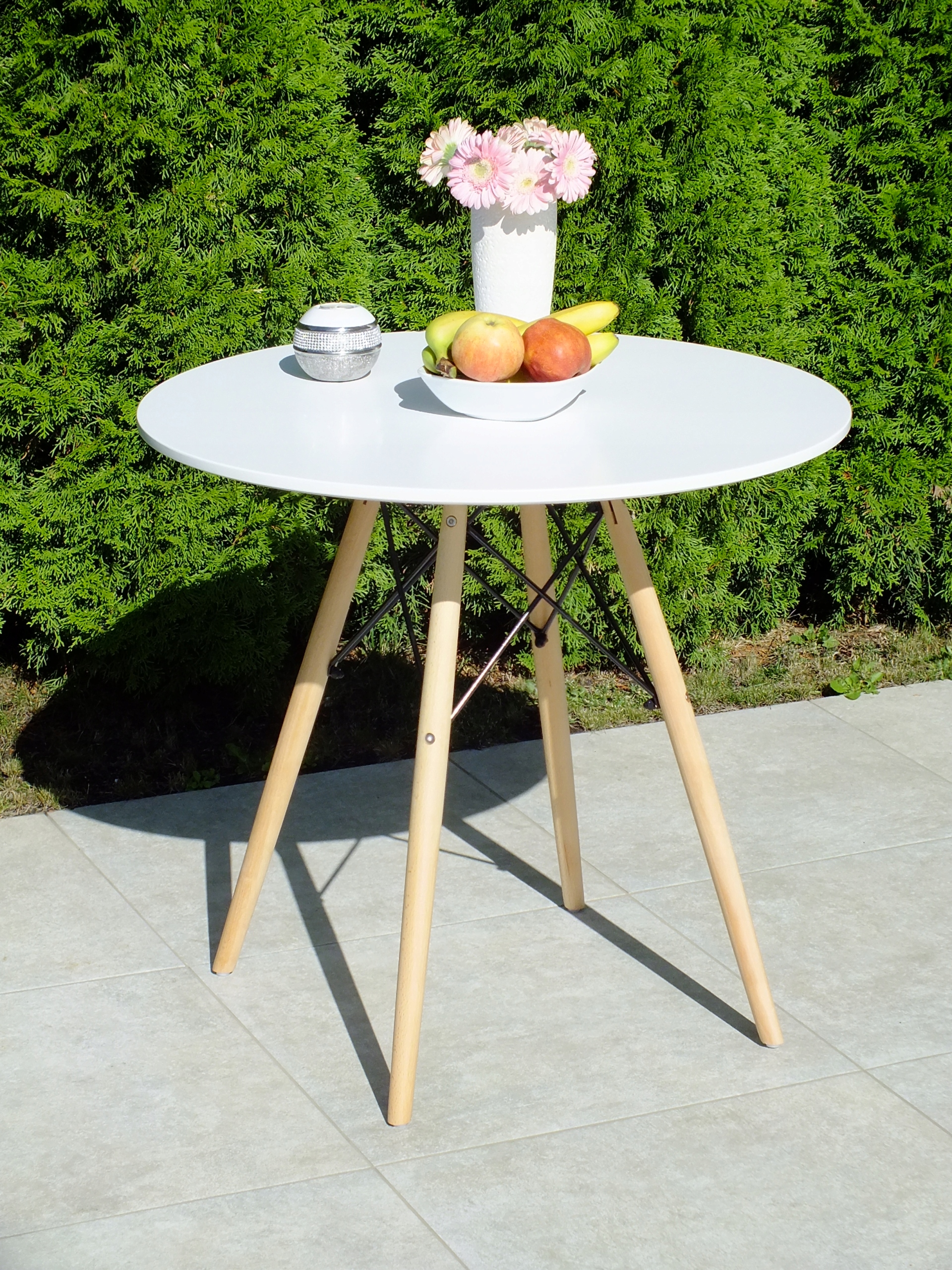 Stół okrągły skandynawski styl 80 x 80x75cm biały Szerokość mebla 80 cm