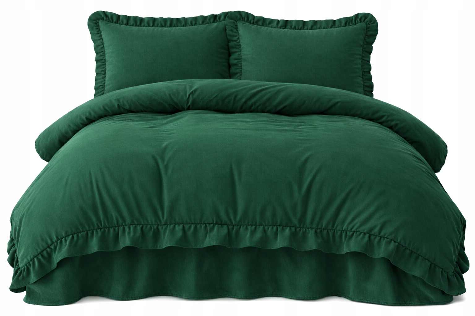 Povlečení 220x200 Zelená s Falbankou 2x 70x80 Komplet 3 Č. Exkluzivní Premium