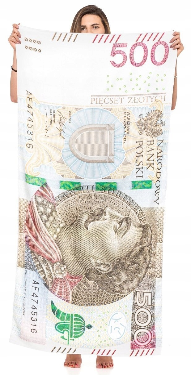 Zábavná Ručník Do Koupele 500 Zlotých Bankovka 500 Pln 80x160 cm