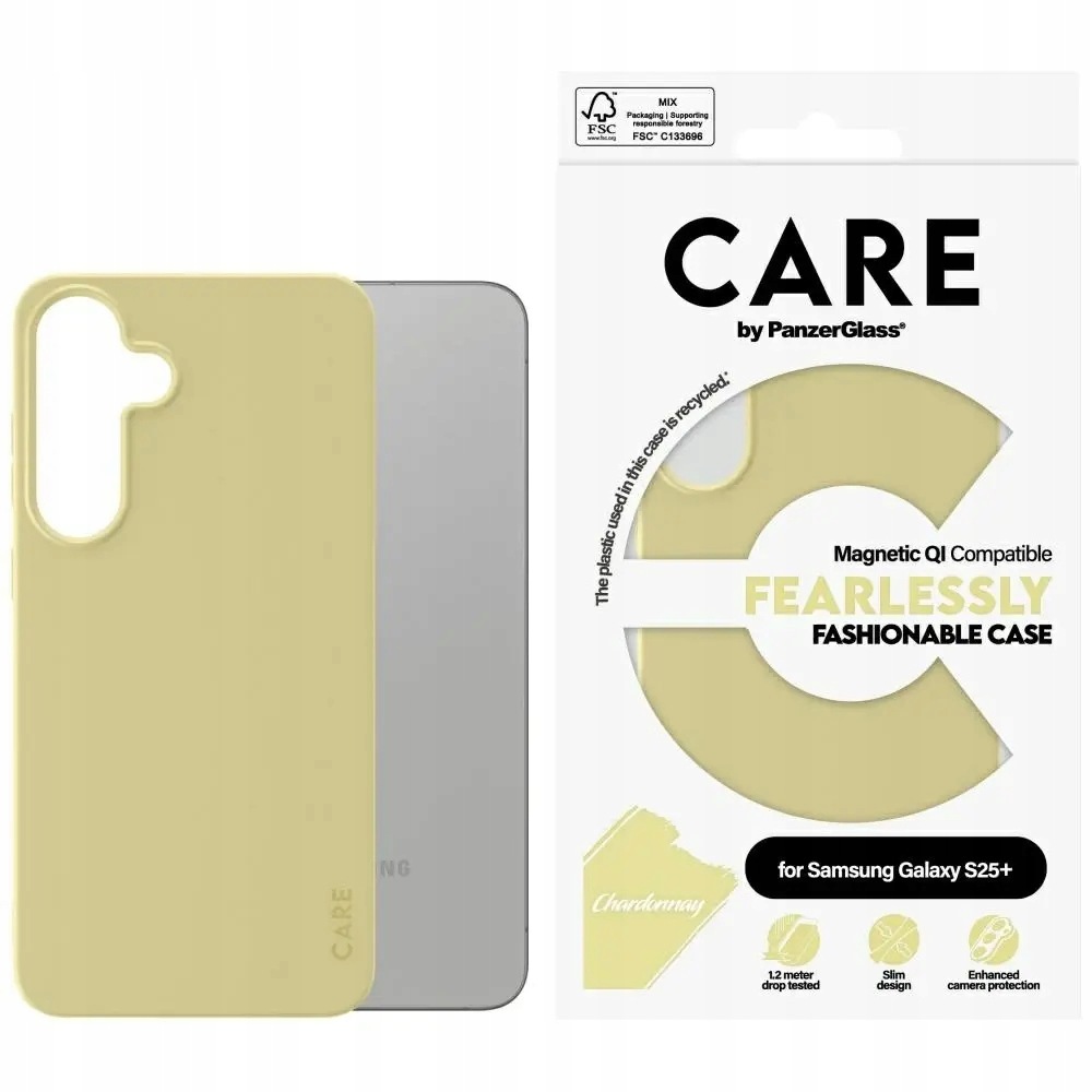 Etui Care by PanzerGlass Fashion Qi do Samsung Galaxy S25+ zółty