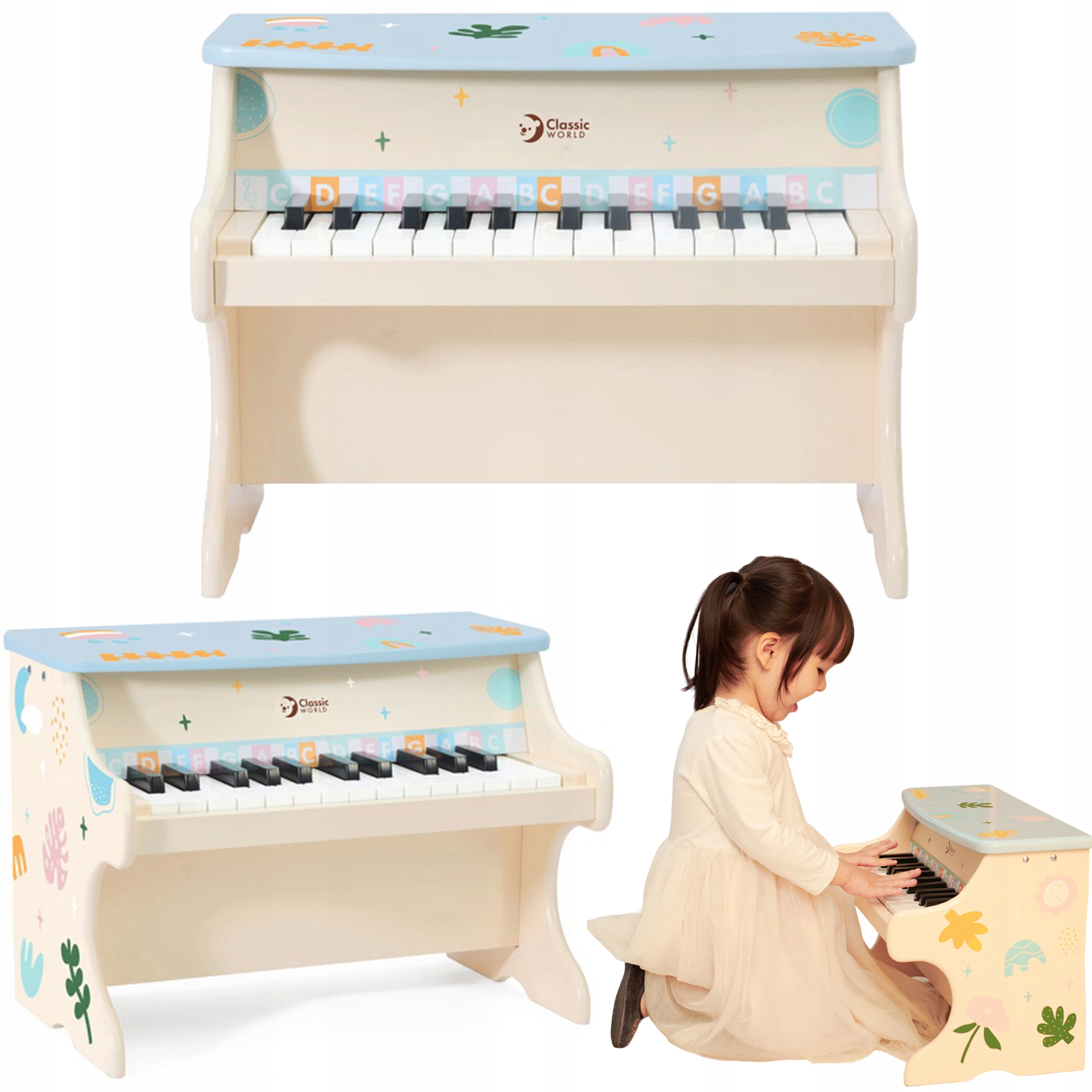 PIANINKO MUZYCZNE DLA DZIECI PIANINO NAUKA GRY Z KSIĄŻECZKĄ CLASSIC WORLD