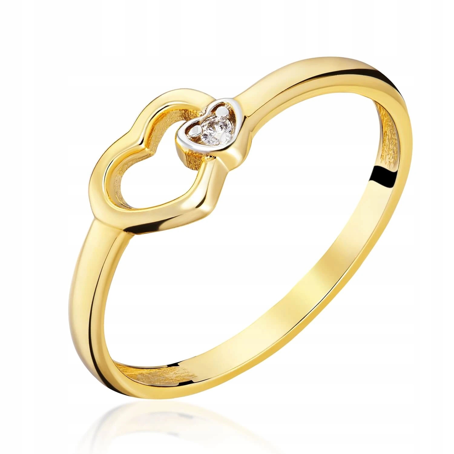Zlatý Prstýnek 585 Se Srdcem Zirkon Jemný Vel. 15