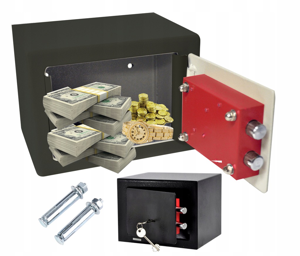 

Sejf Domowy Kasetka na Pieniądze Klucze Bilon