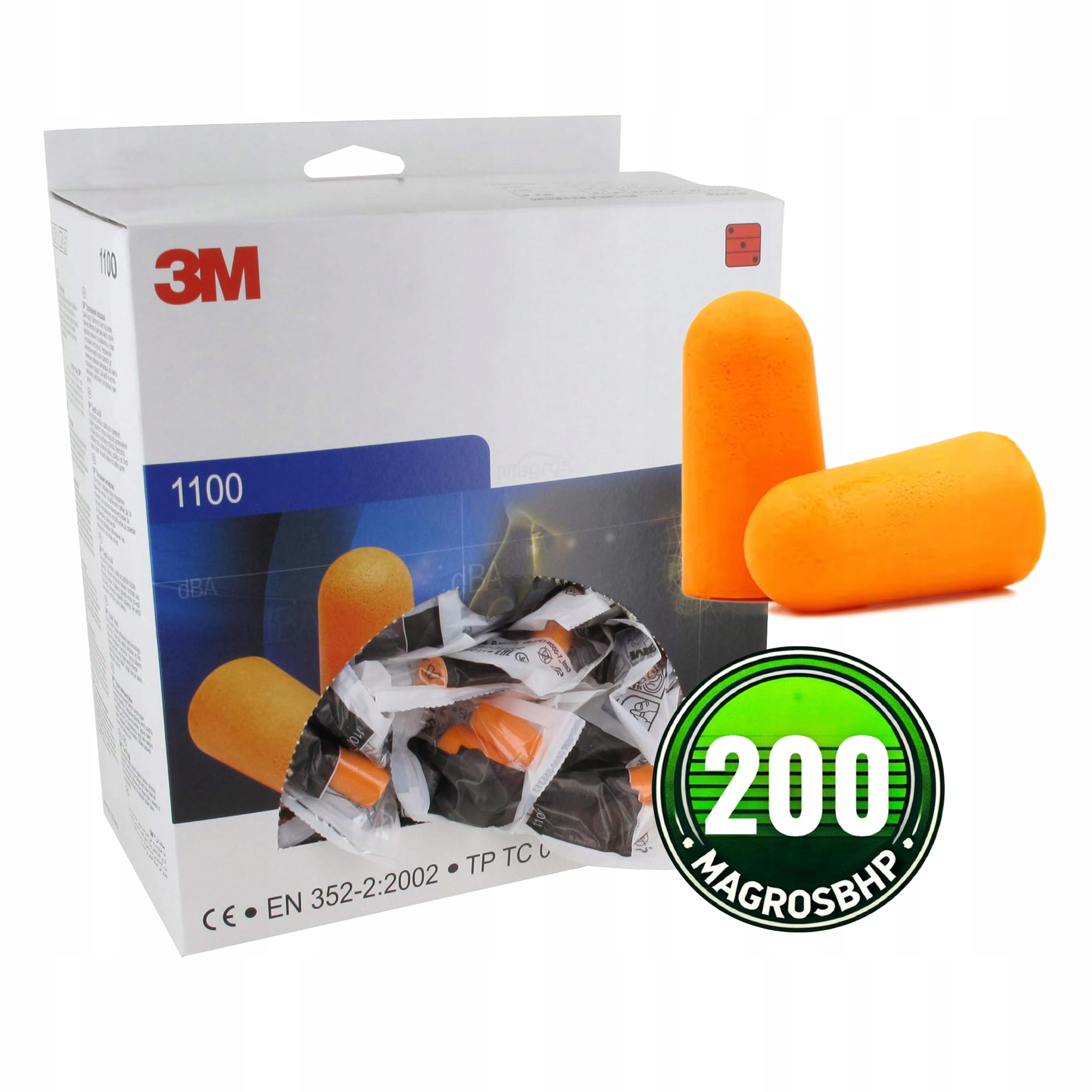 Zátky Stopky do uší protihlukové 3M 1100 Ušní vložky 200 párů 3M