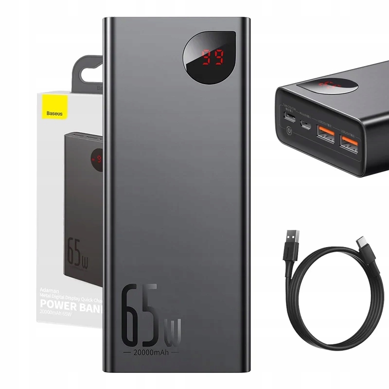 Powerbanka Baseus Adaman Metal 20000mAh, Pd, Qc 3.0, 65W, 2xUSB Usb-c mi
