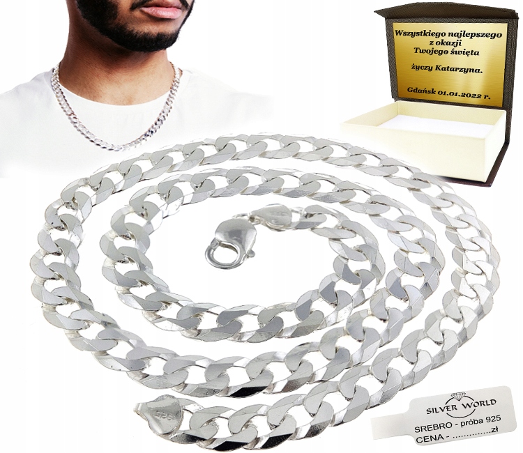 

Łańcuszek Srebrny Męski 925 . Szeroki 11 MM.60 cm