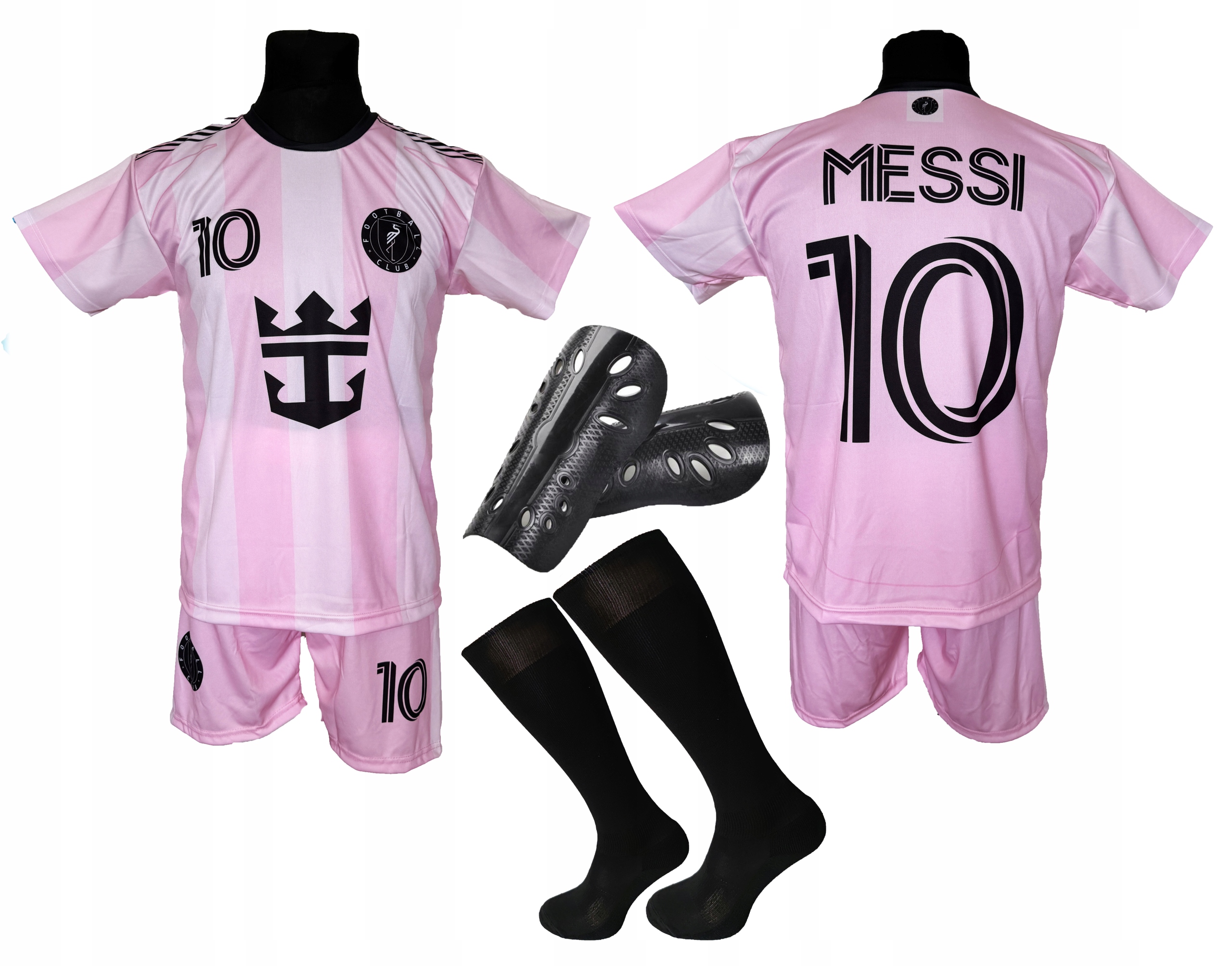 Fotbalové oblečení Messi tričko kraťasy štulpny chrániče 122