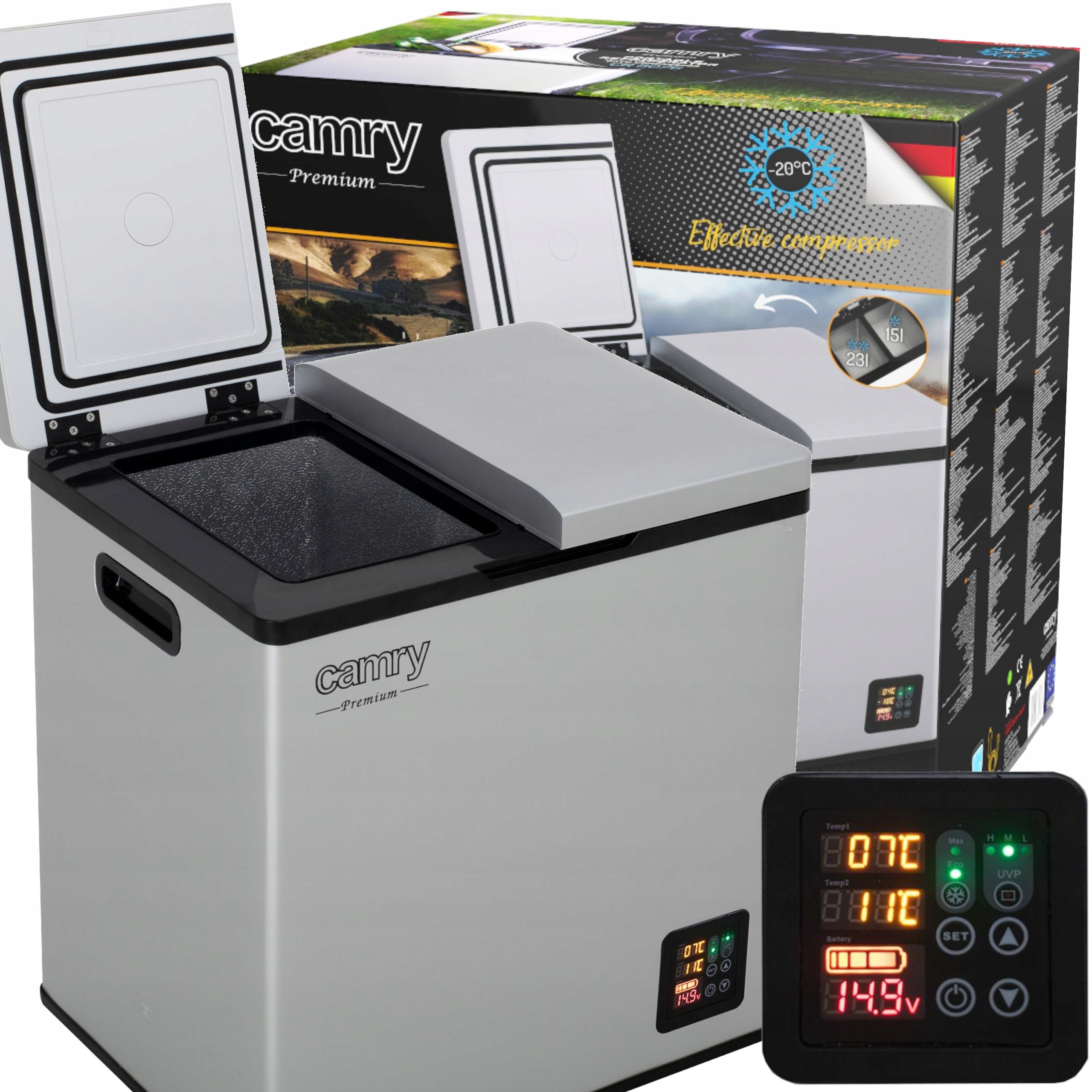 Turistická lednička Kompresorová 38L Mraznička do -20°C 12V 24V 230V Tichá