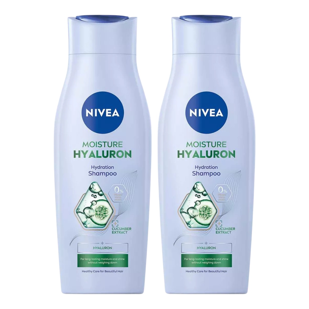 Szampon Do Włosów Nivea Moisture Hyaluron Nawilżający z Kwas Hialuronowy x2