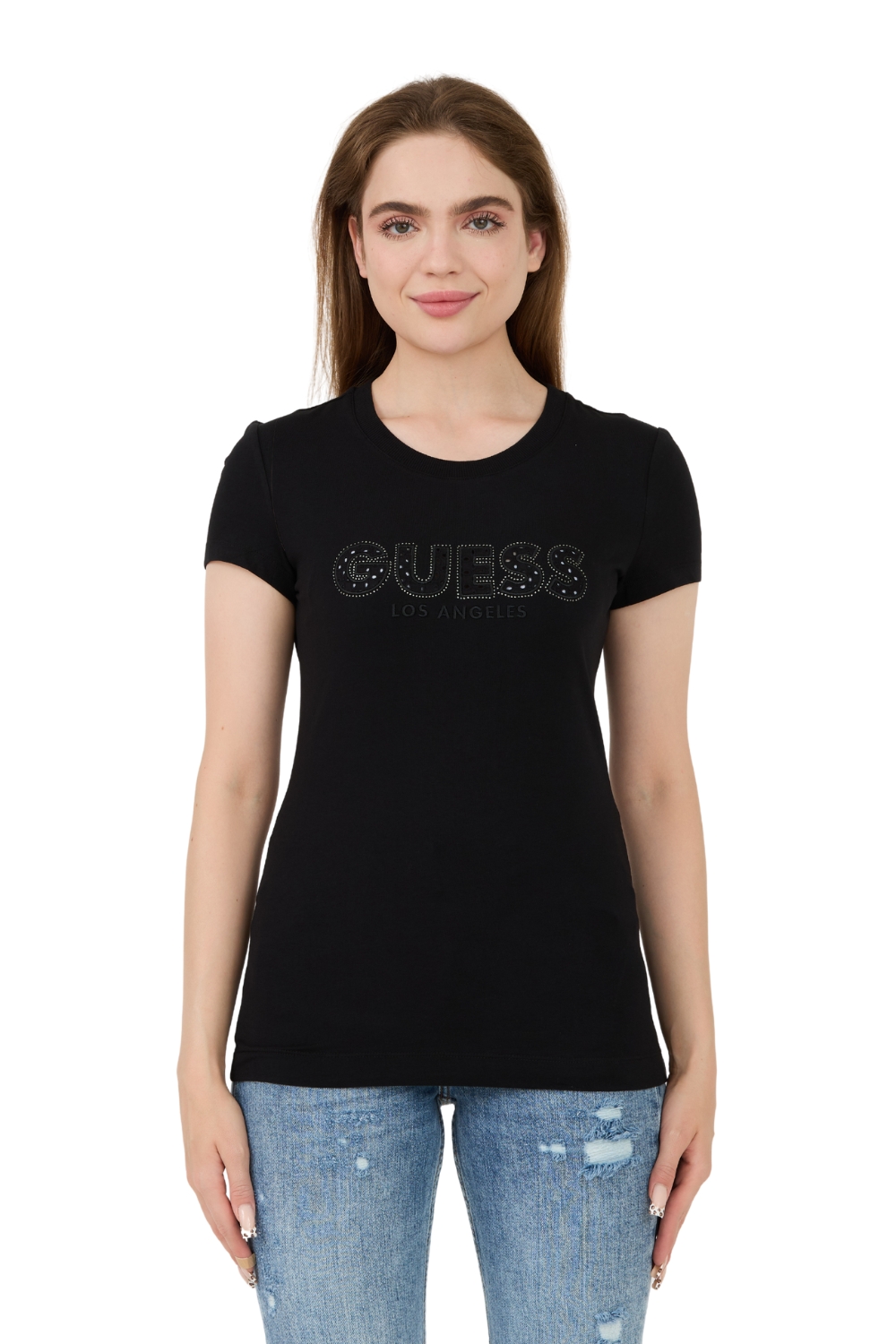 Guess Černé tričko Sangallo Tee S