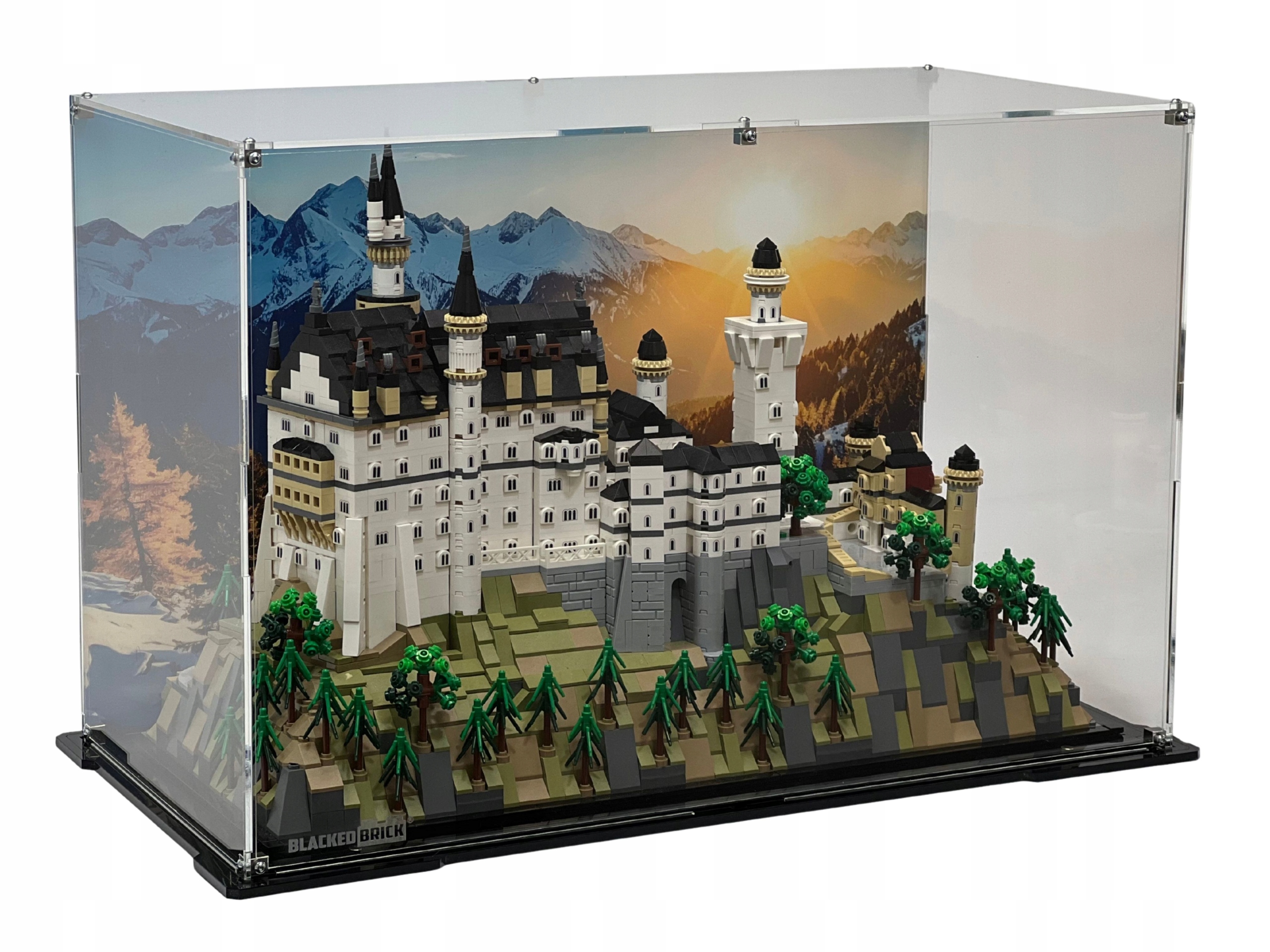 Vitrína s pozadím Blacked Brick pre Lego 21063 Architecture Neuschwanstein